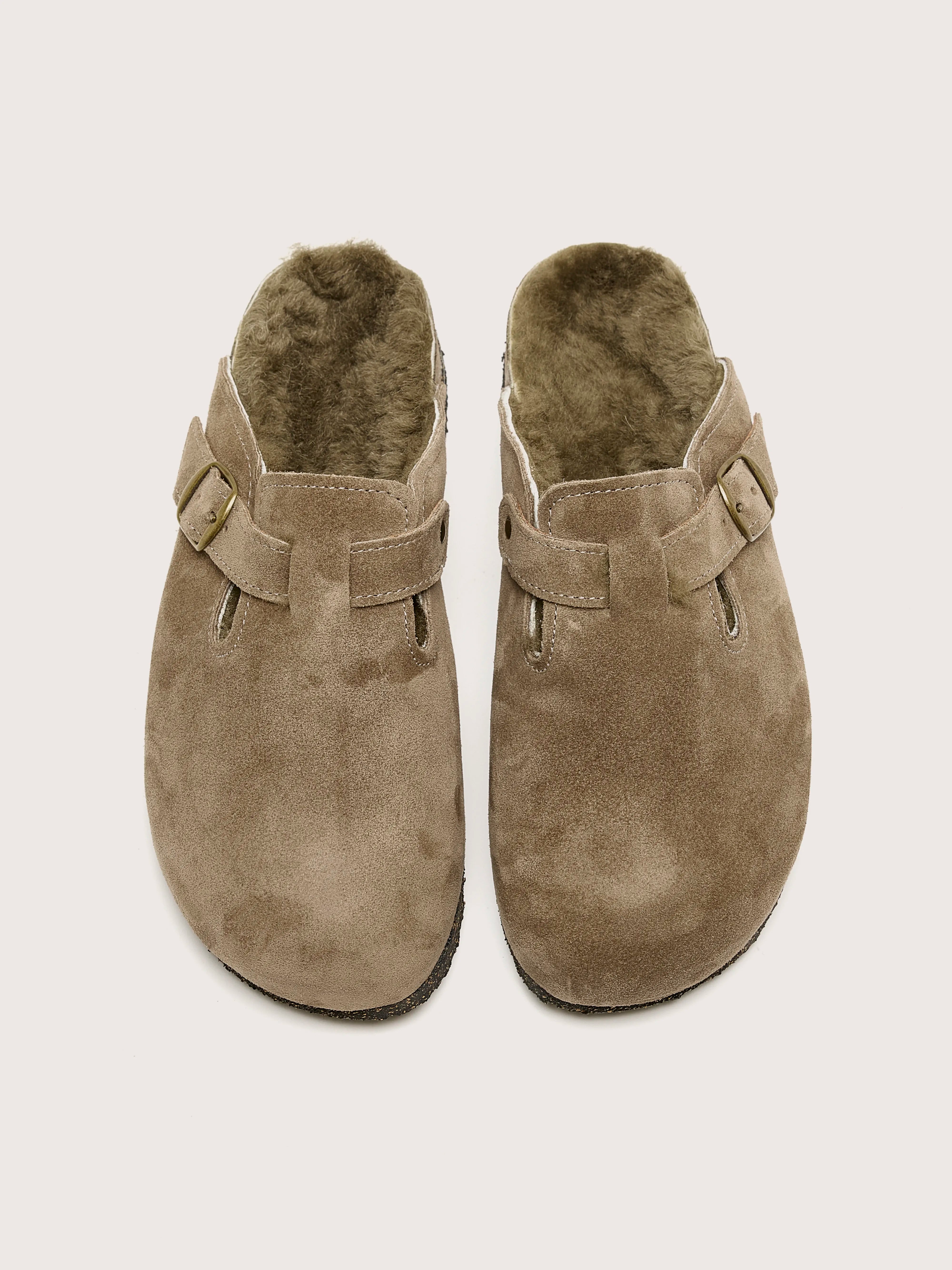 Taupe Velour Clogs (242 / W / KHAKI)