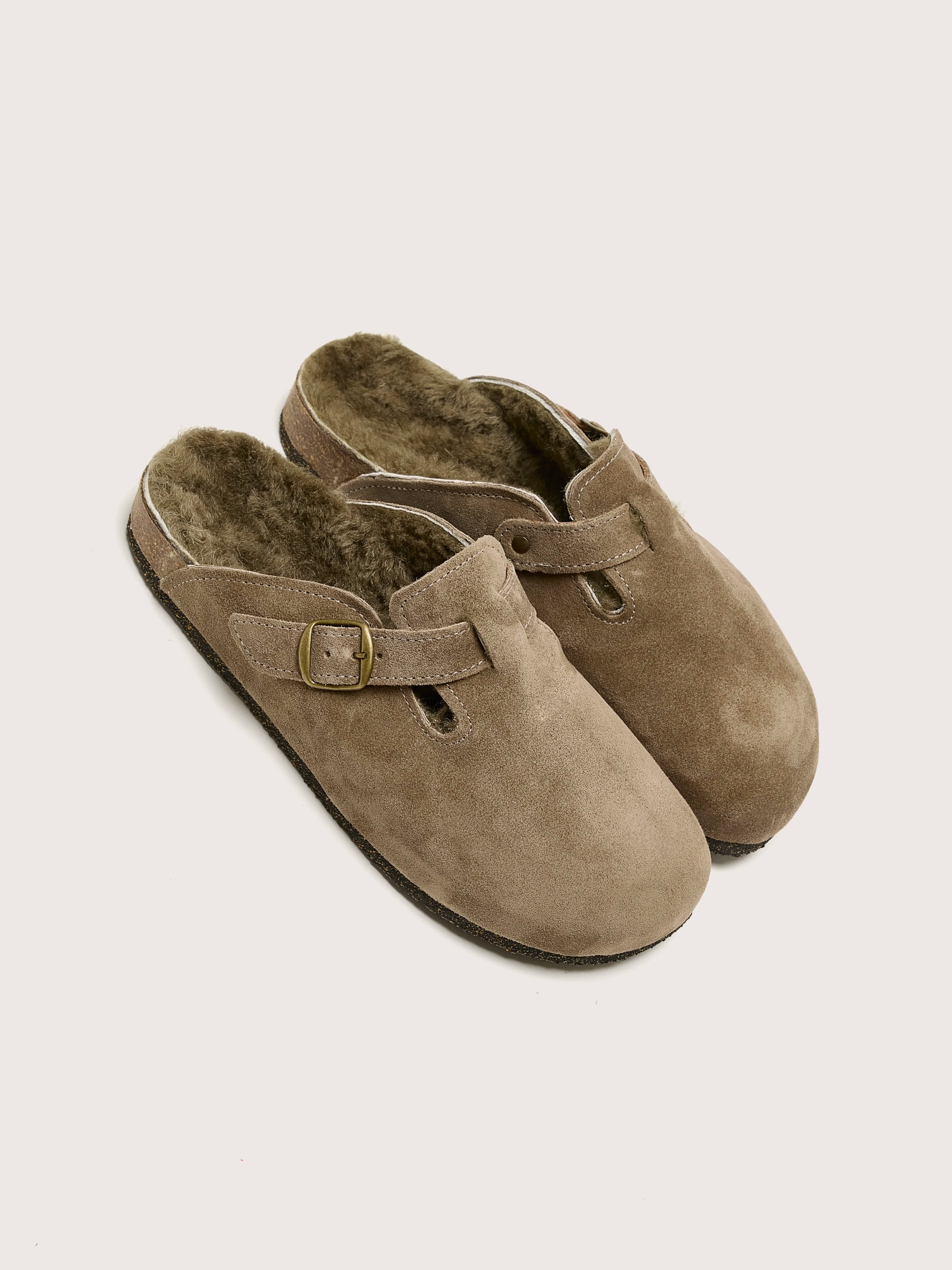 Taupe Velour Clogs (242 / W / KHAKI)