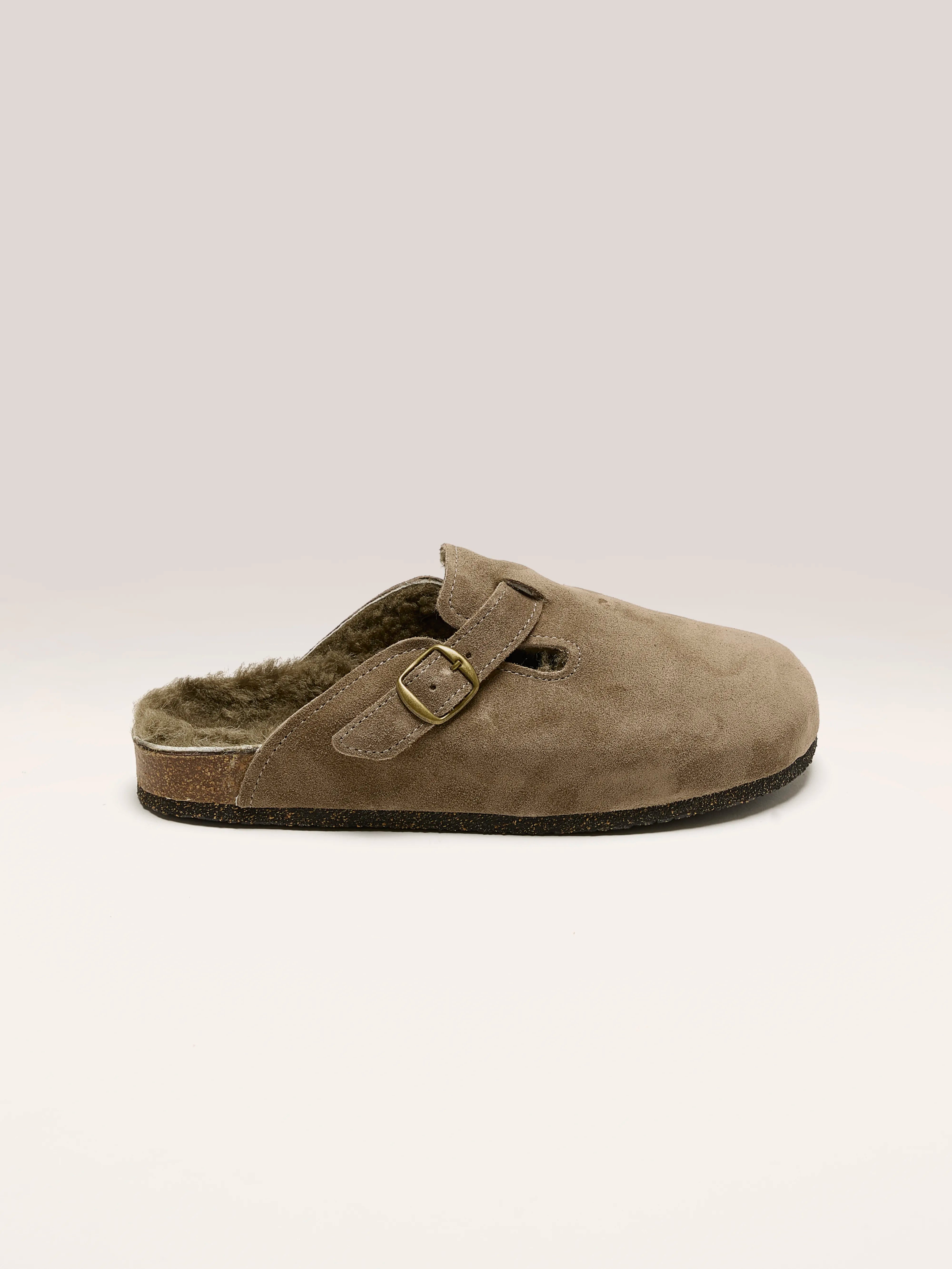 Taupe Velours Klompen Voor Dames | Bellerose