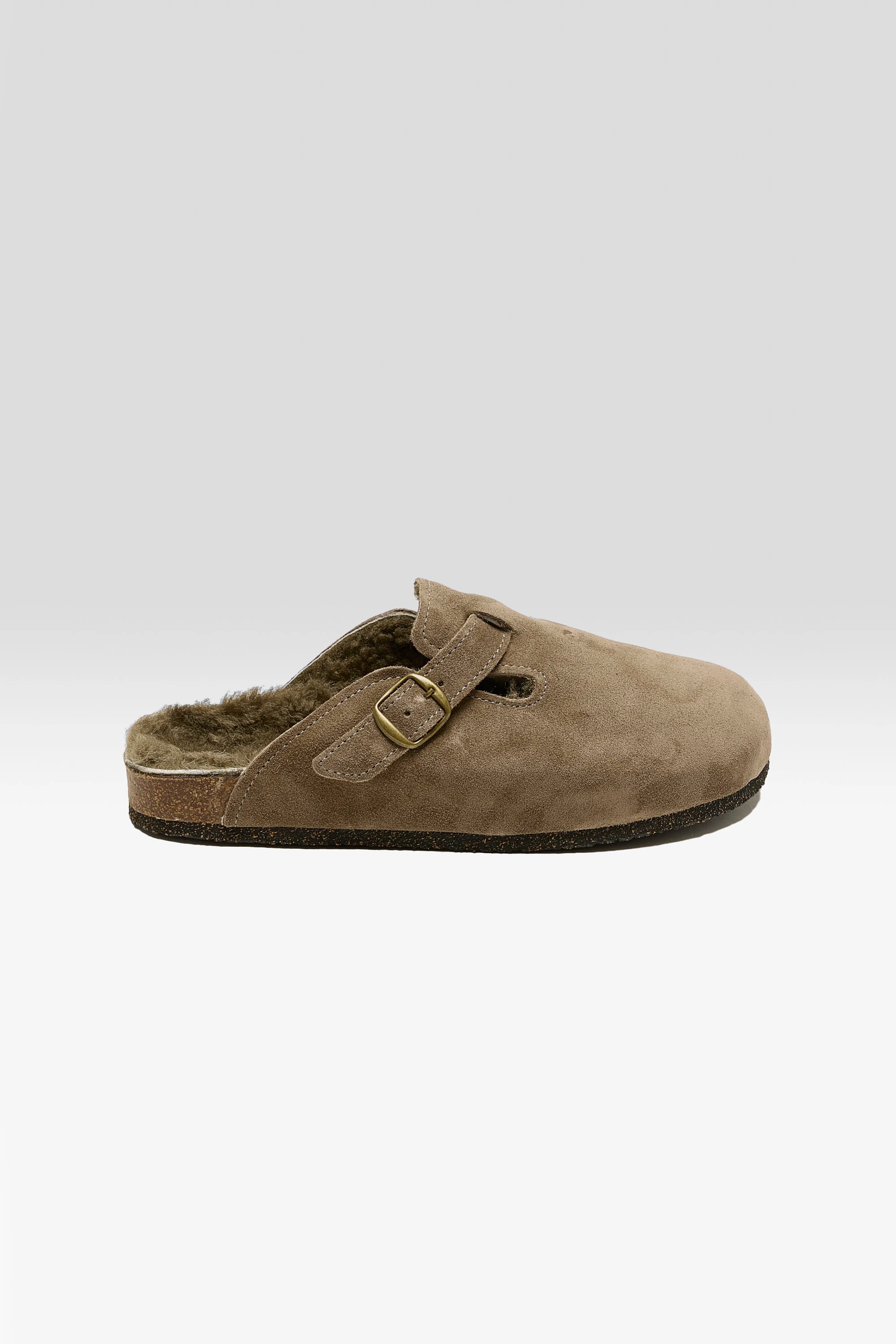 Taupe Velours Klompen Voor Dames | Bellerose