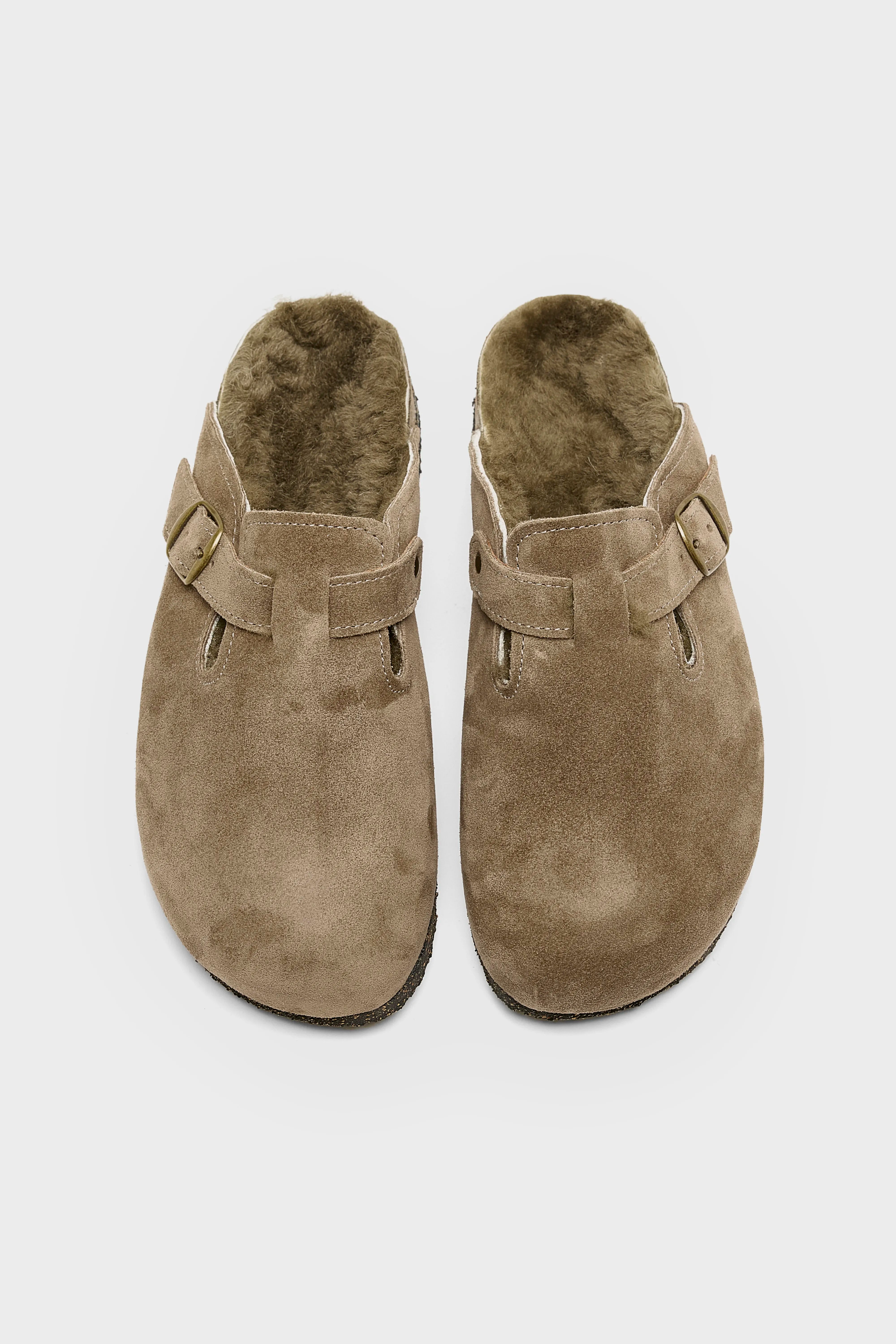 Taupe Velours Klompen Voor Dames | Bellerose
