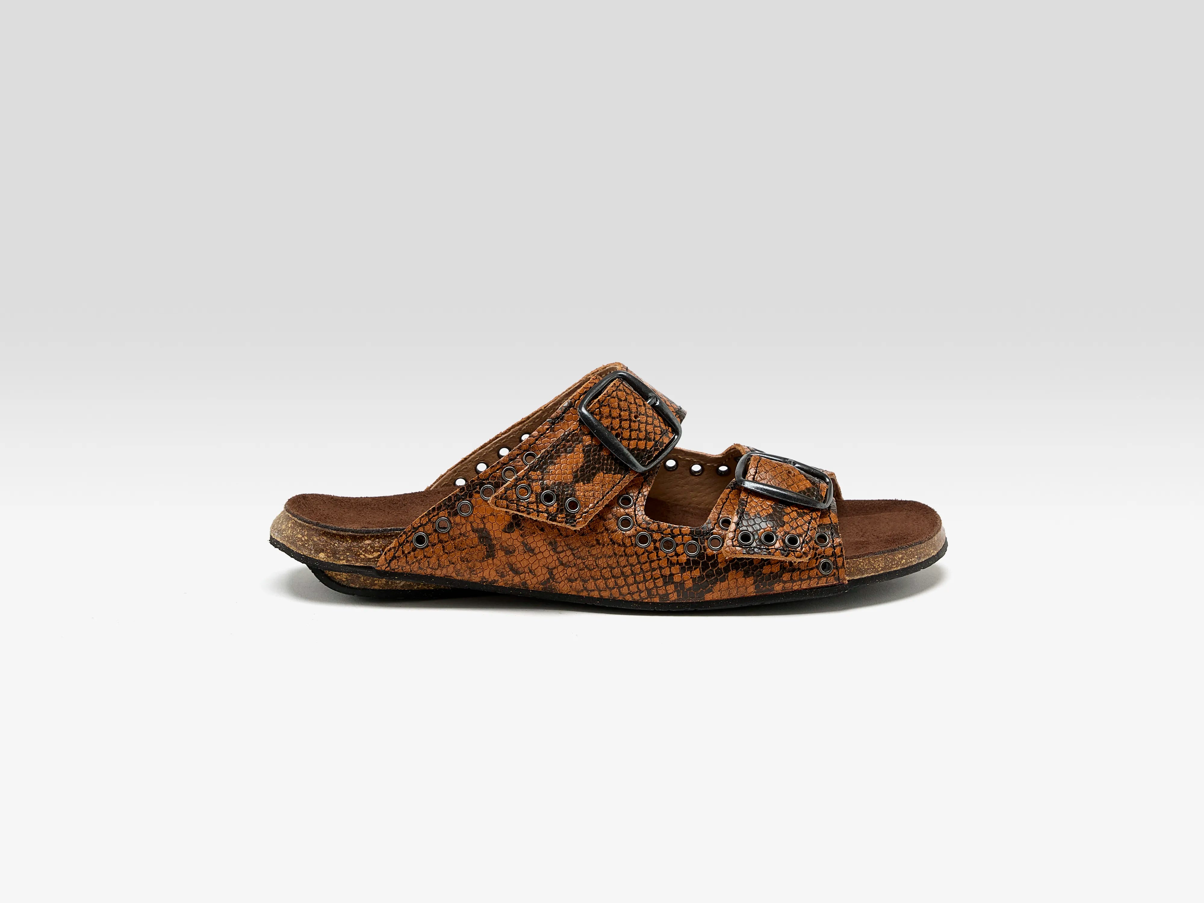 Œillet Python Leather Sandals  (251 / W / CAMEL)