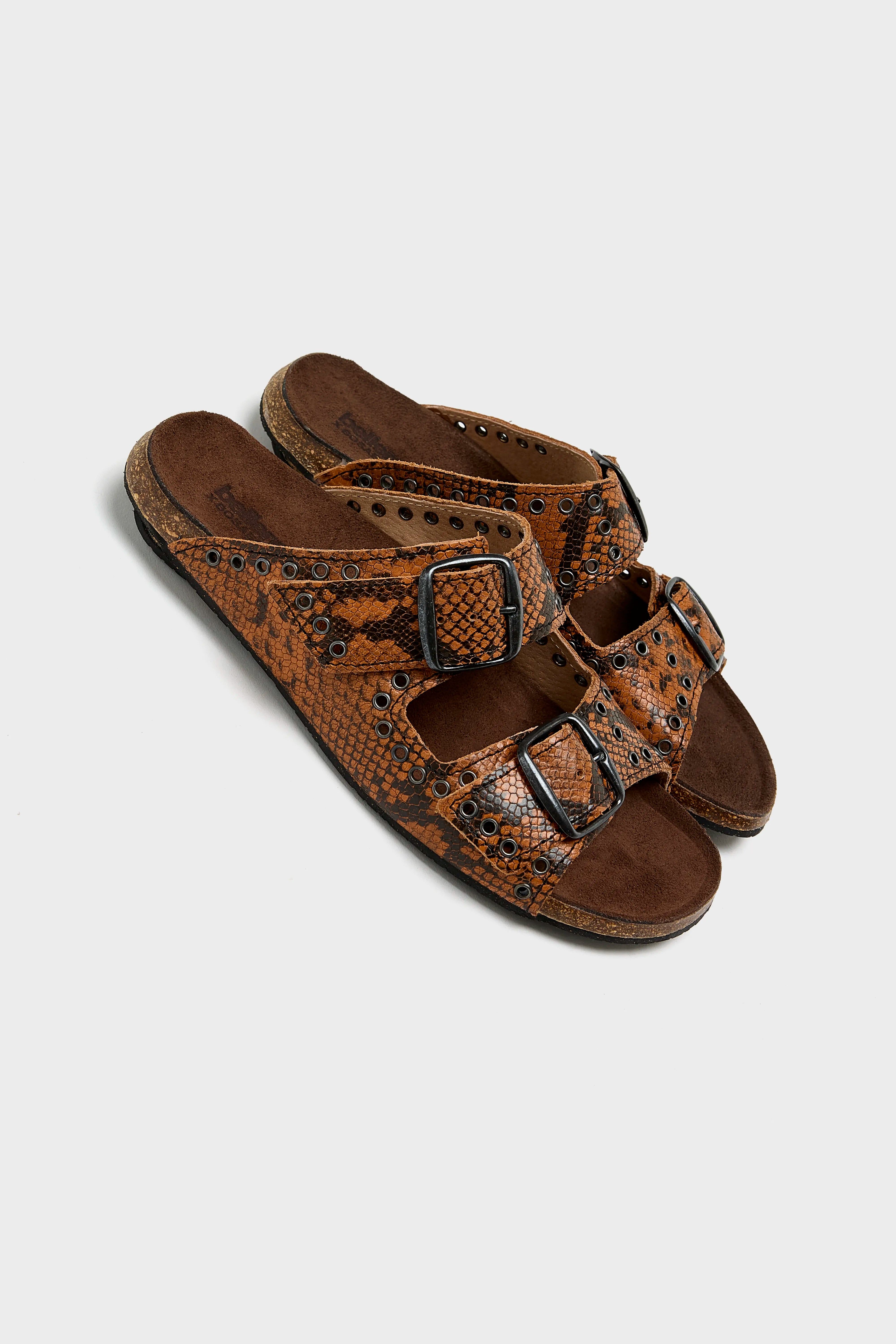 Œillet Python Leather Sandals  (251 / W / CAMEL)