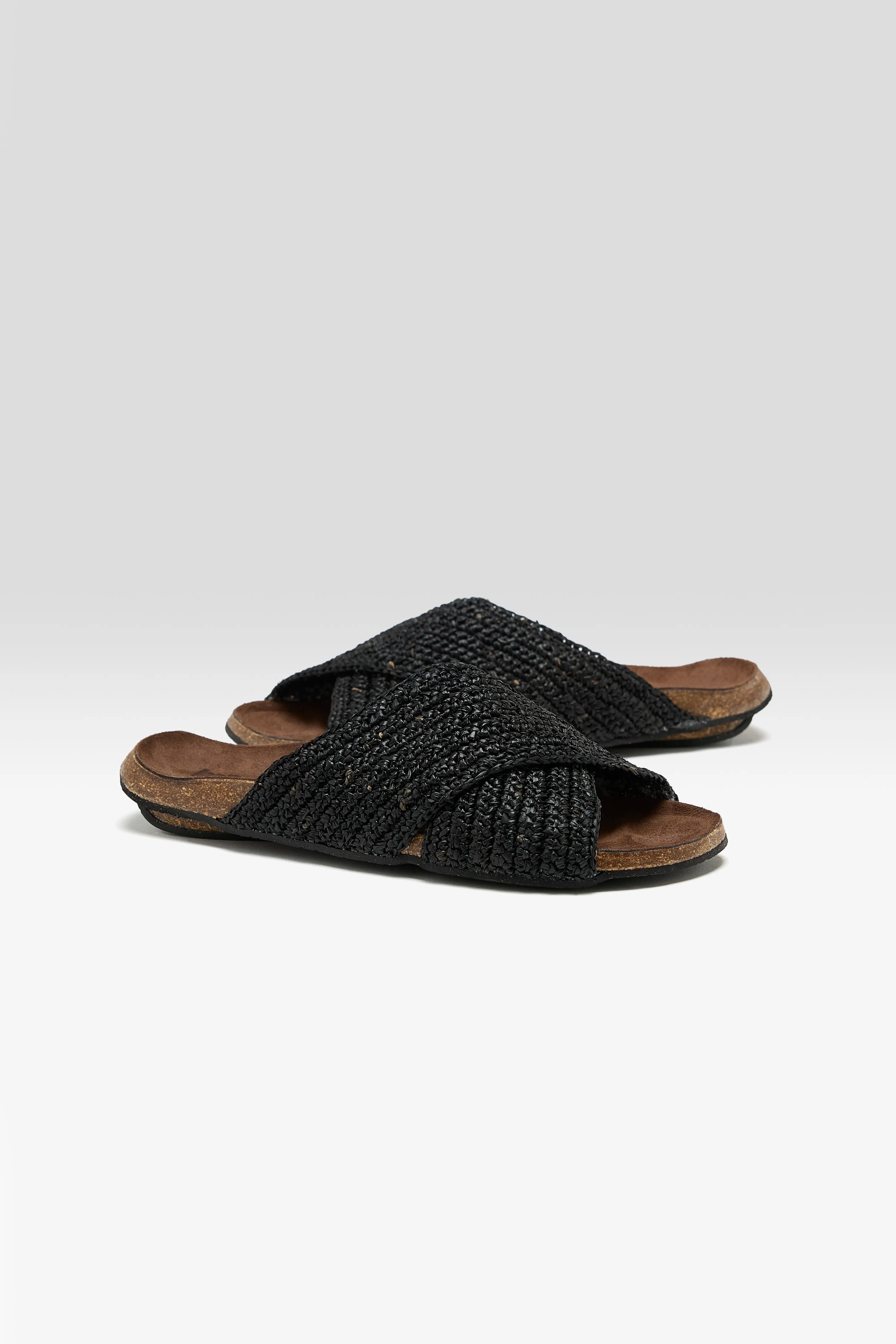 Raphia Noir Sandals Pour Femme | Bellerose