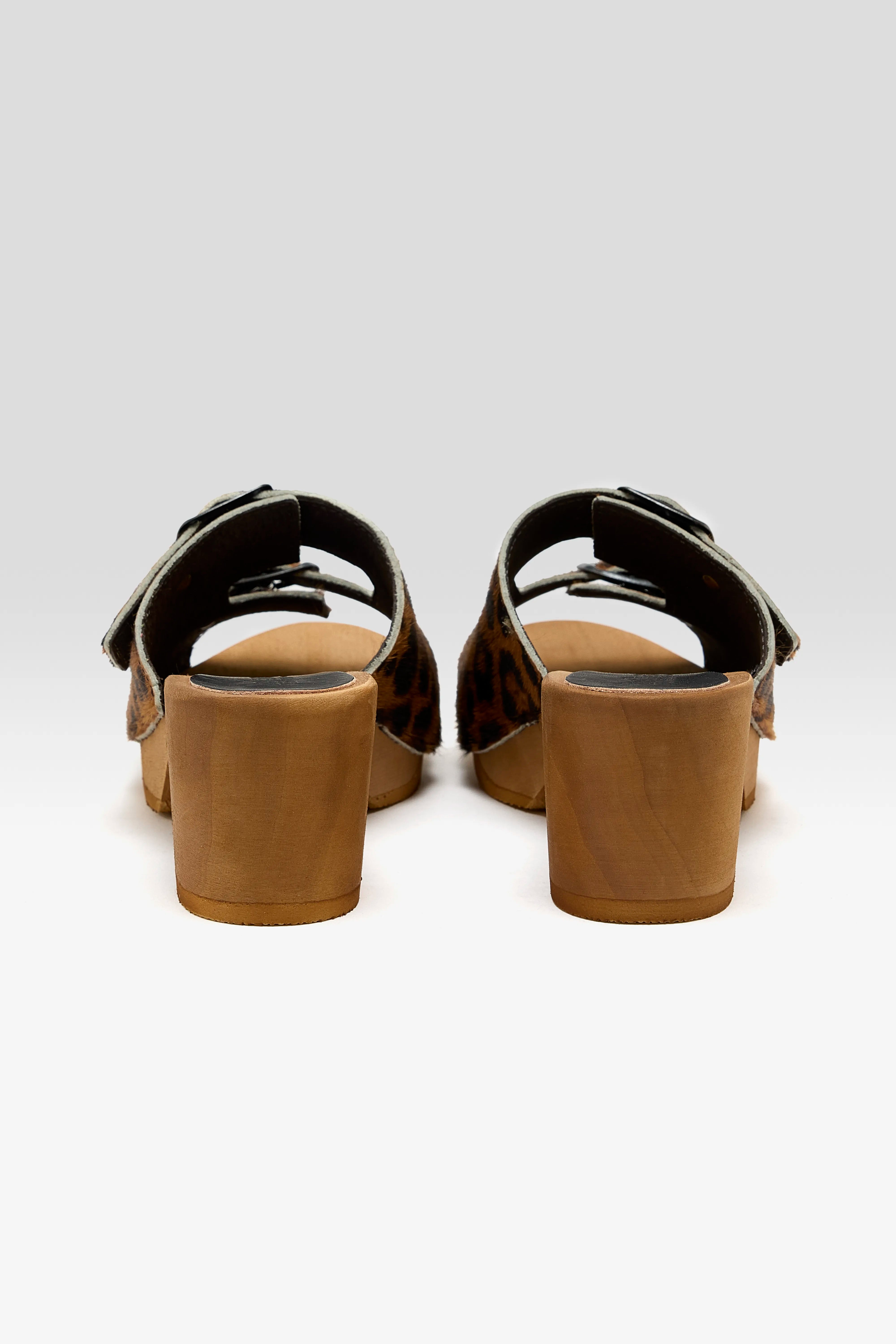 Guepard Leather Heel Sandals (251 / W / BROWN)