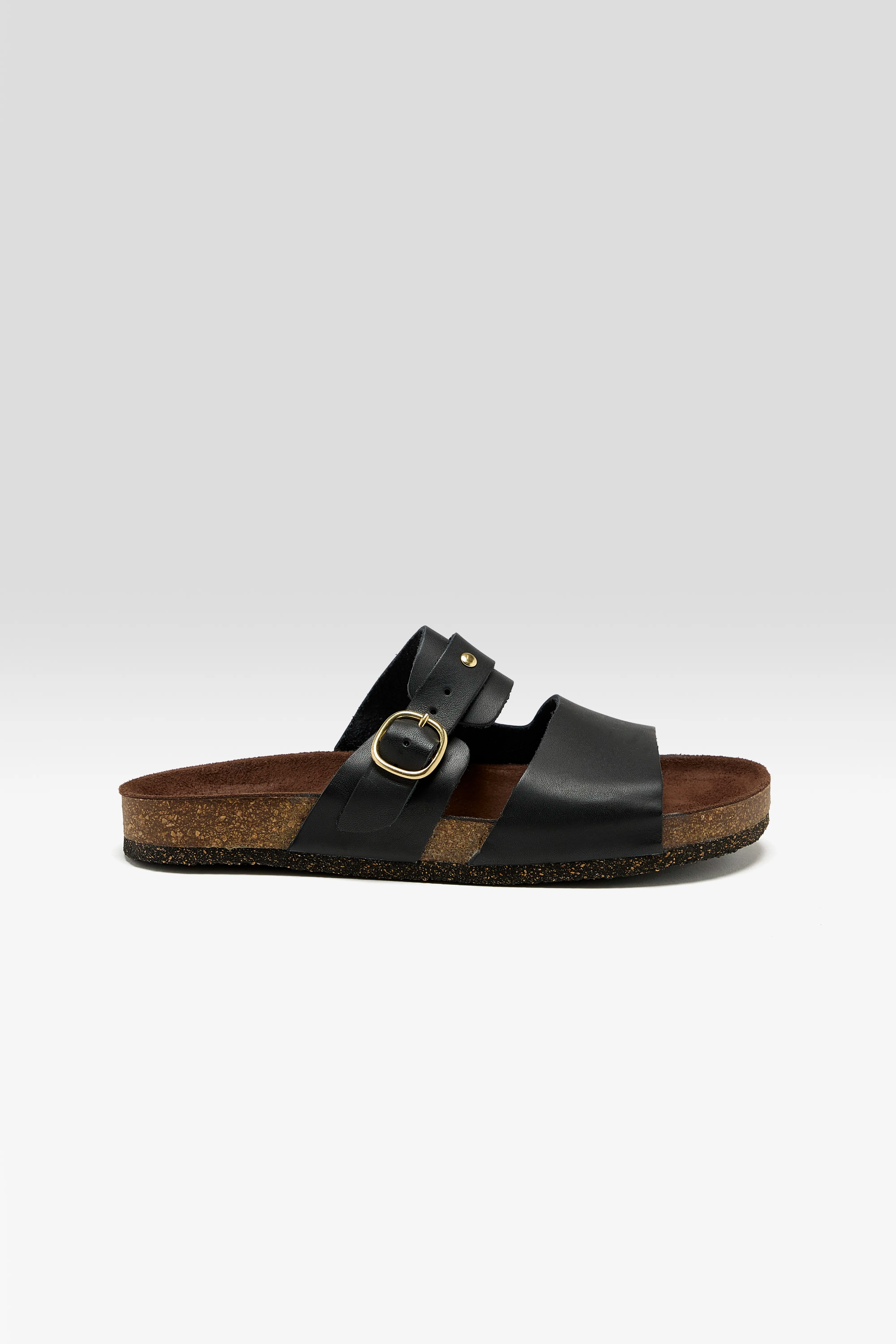 Black Leather Sandals  (251 / W / BLACK)