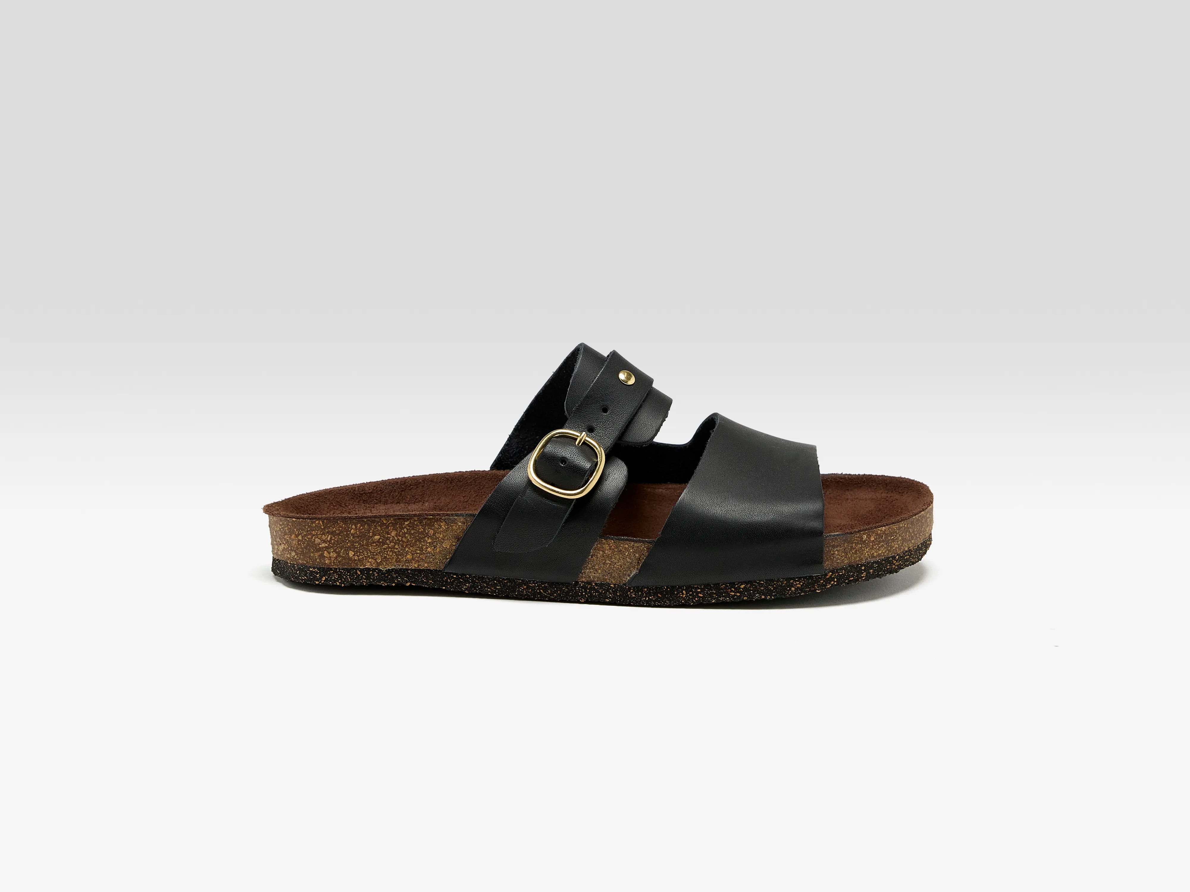 Black Leather Sandals (251 / W / BLACK)