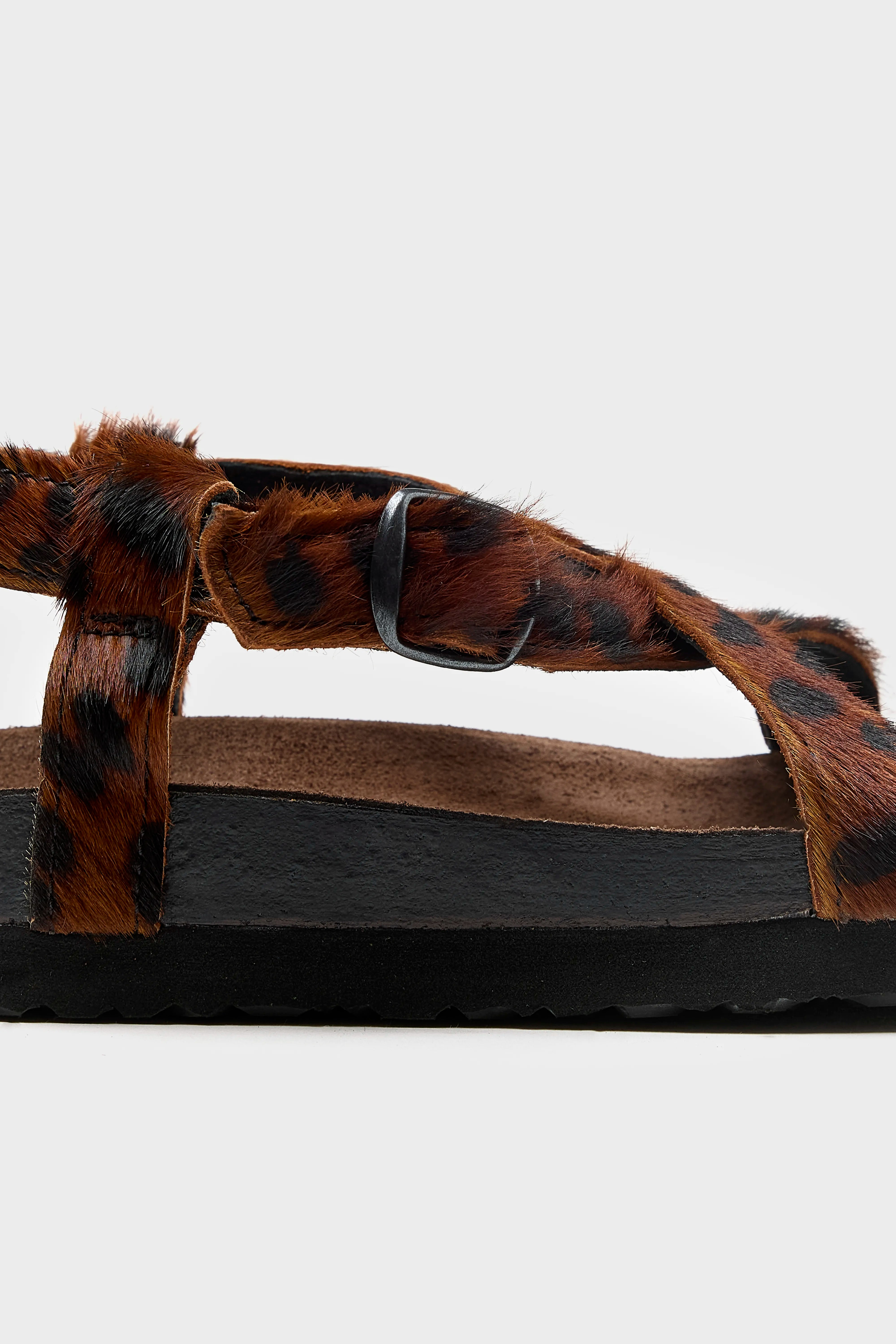 Sandales à Brides Croisées en Ponyhair Guépard  (261 / W / BROWN)