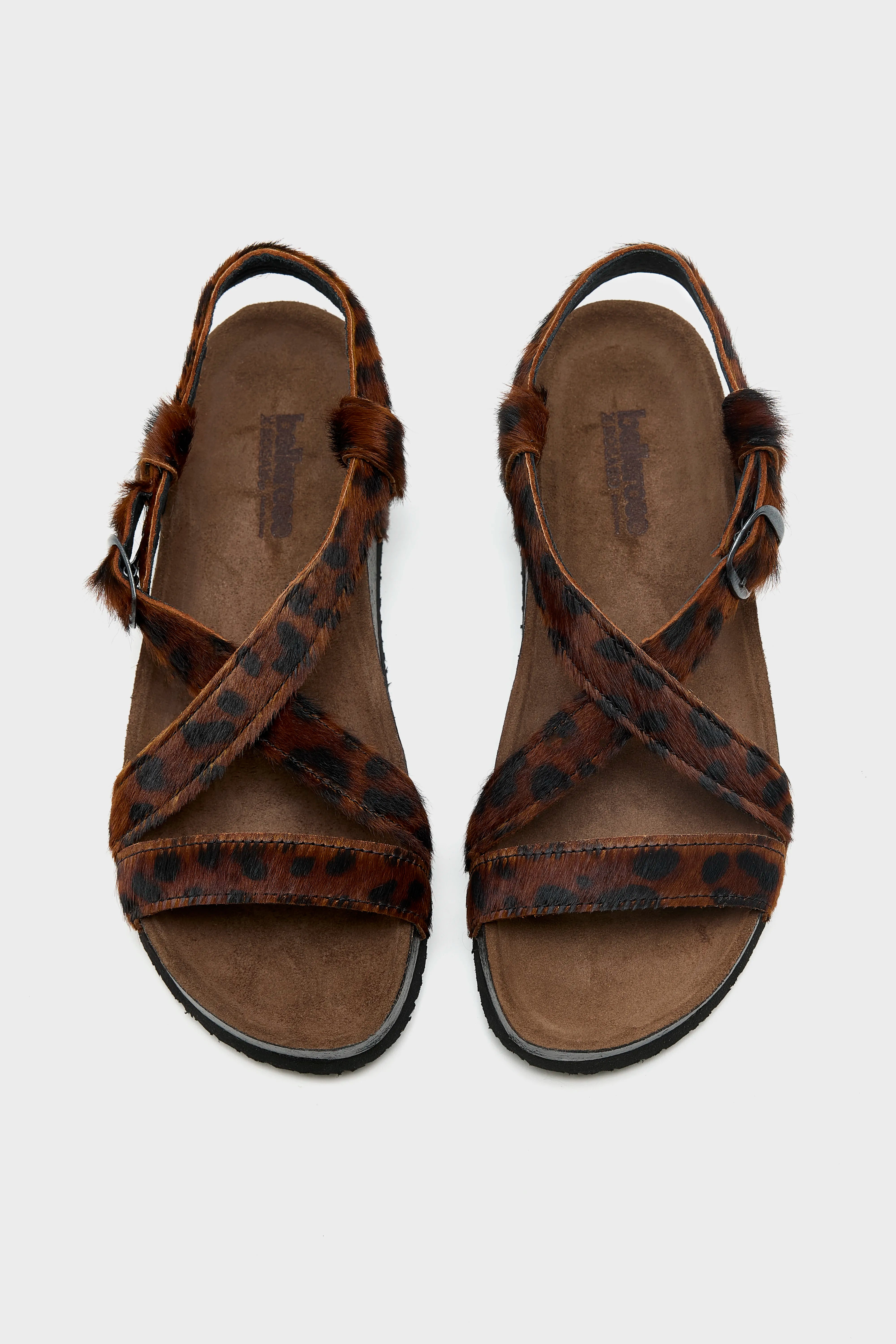 Sandales à Brides Croisées en Ponyhair Guépard  (261 / W / BROWN)