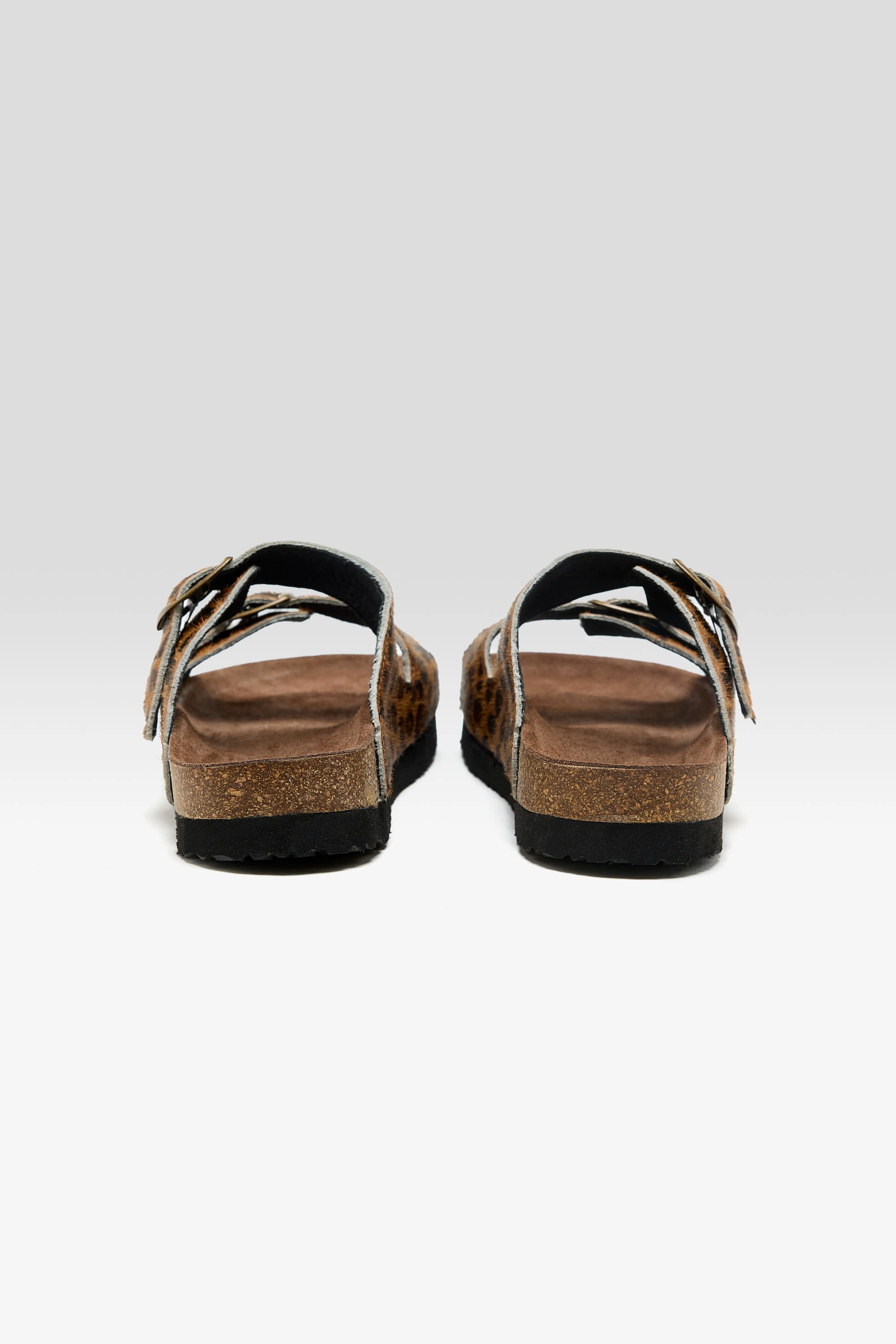 Sandales en Ponyhair Léopard  (261 / W / BROWN)