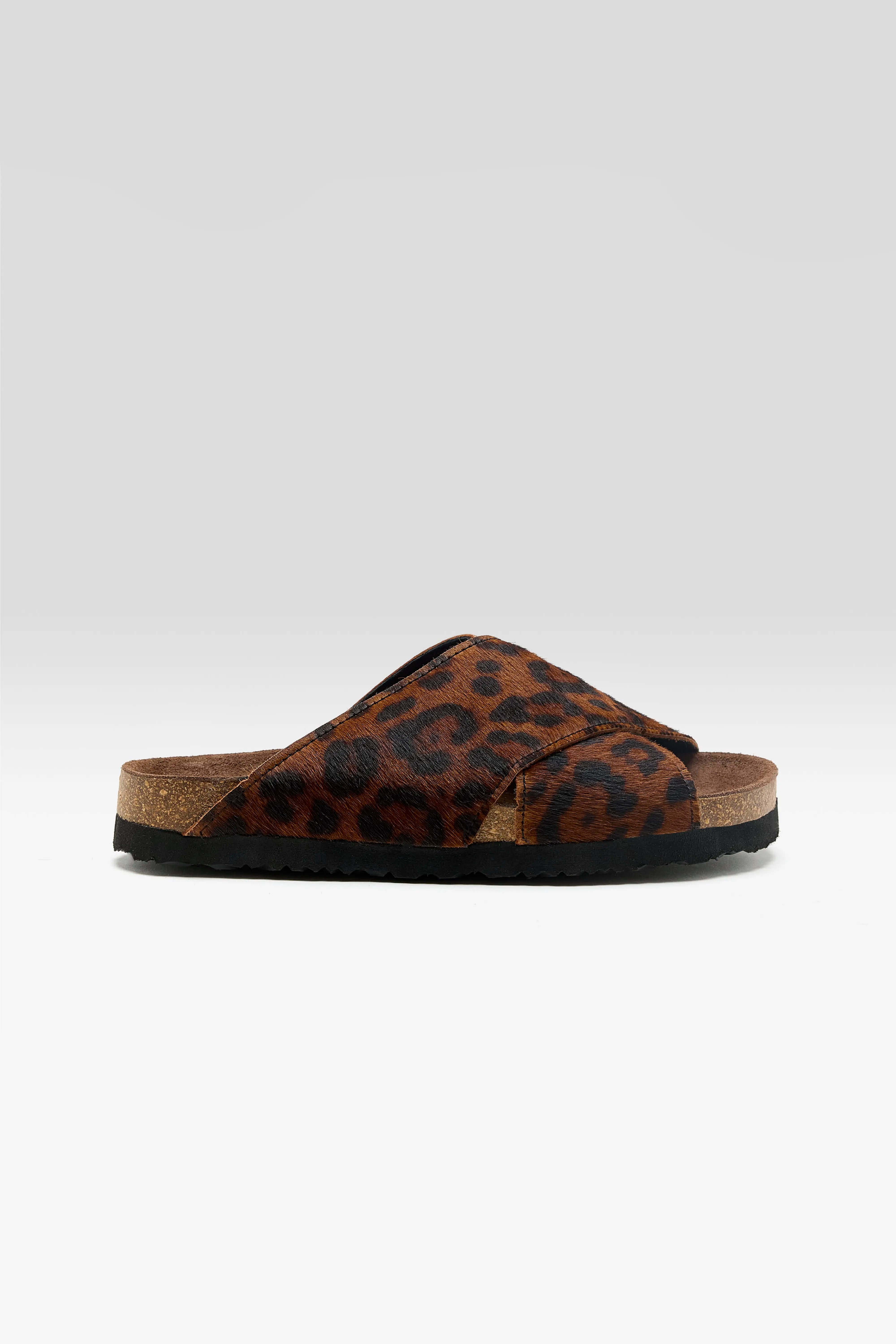 Cheetah Ponyhair Cross Sandals For Women | Bellerose