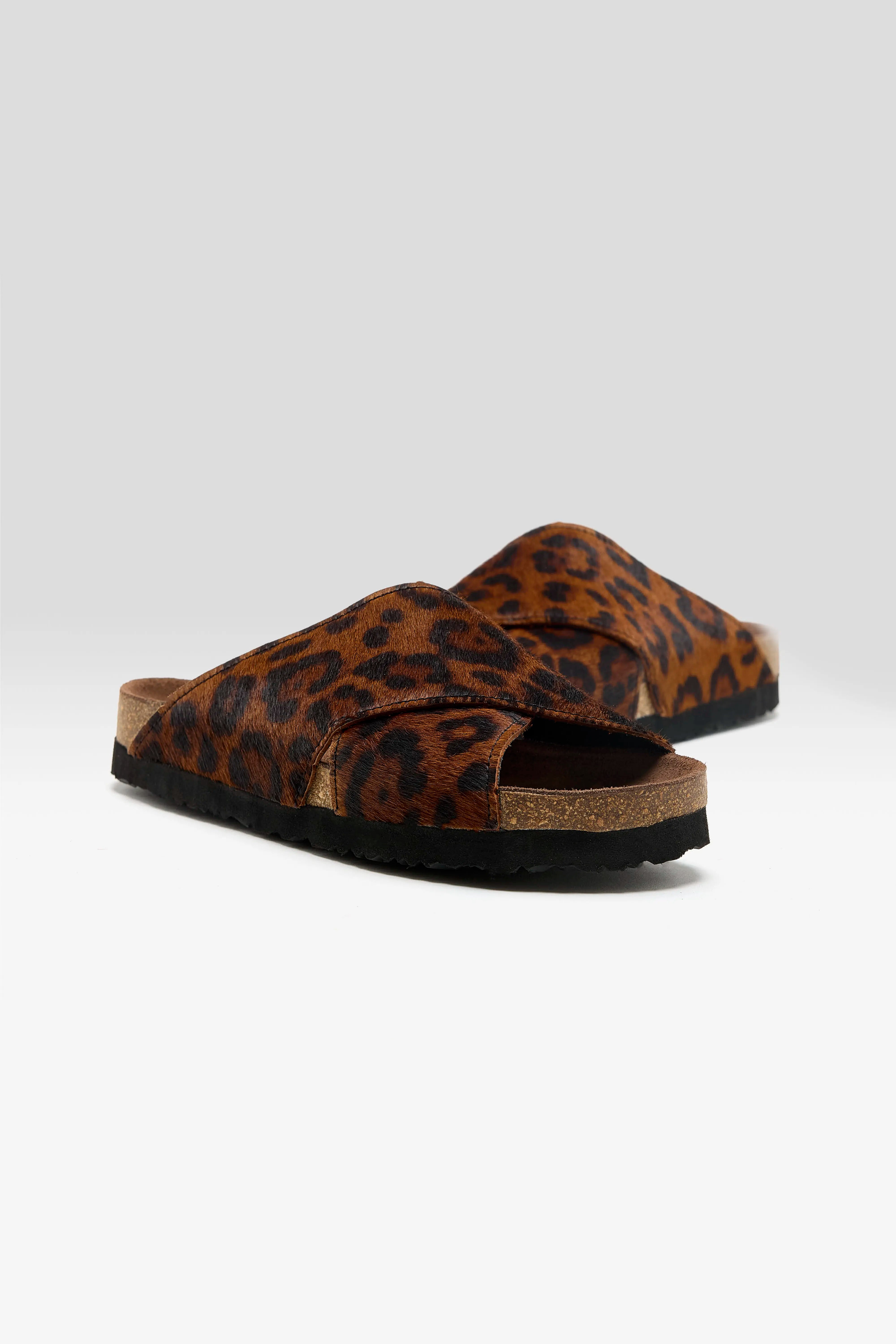 Cheetah Ponyhair Cross Sandals For Women | Bellerose