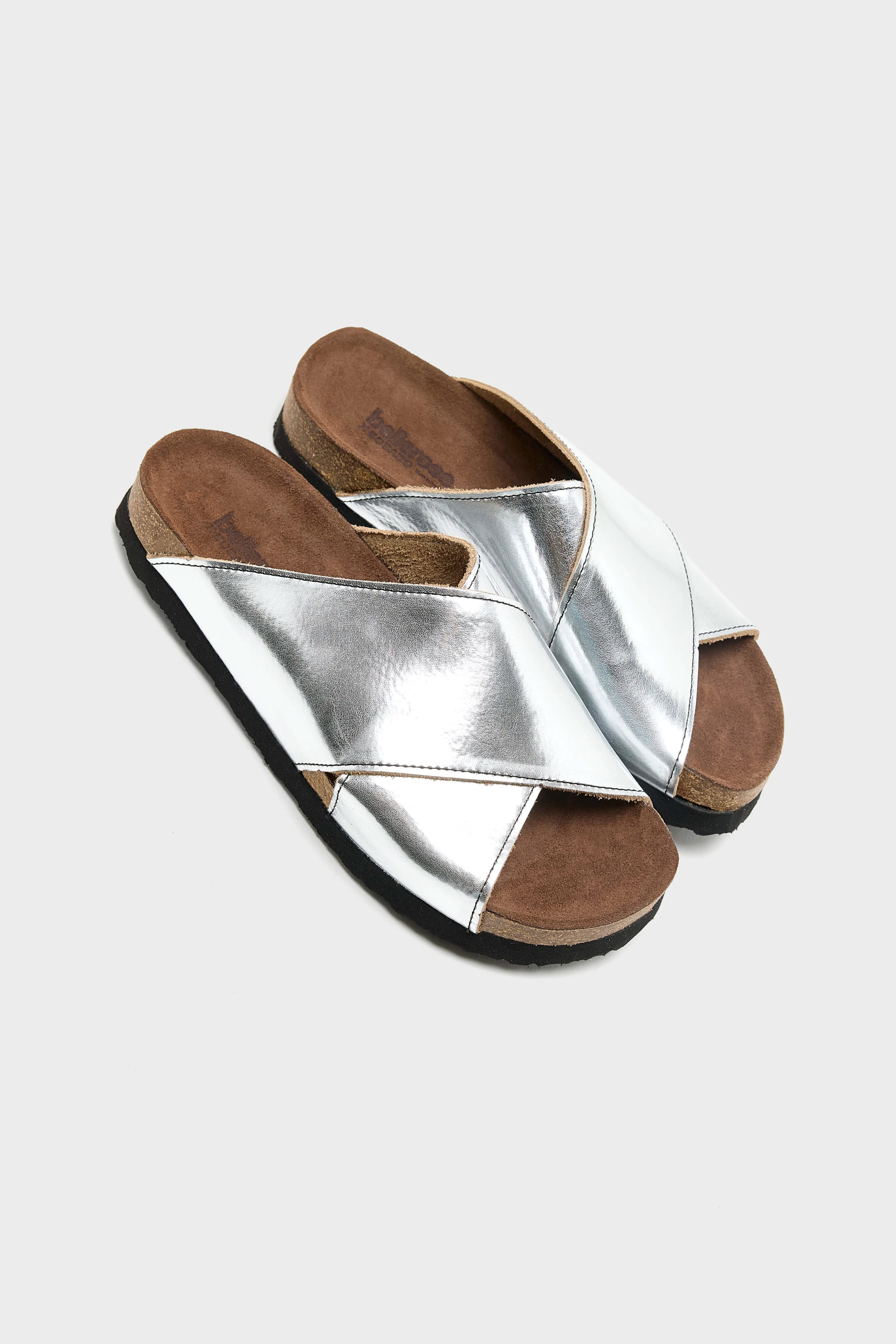Sandales Croisées en Cuir Métallisé  (261 / W / SILVER)