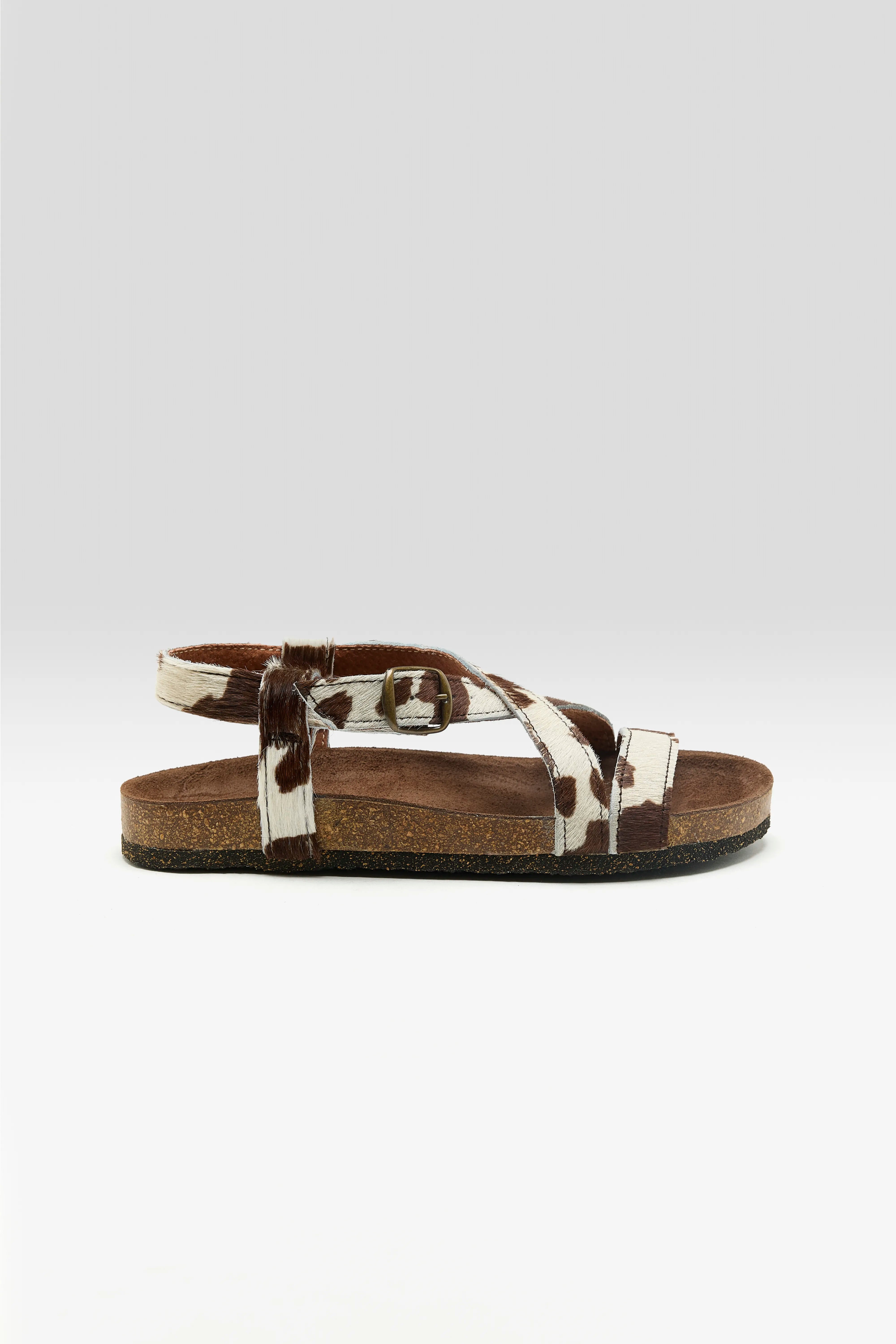 Cowprint Ponyhair Cross Strap Sandals For Women | Bellerose