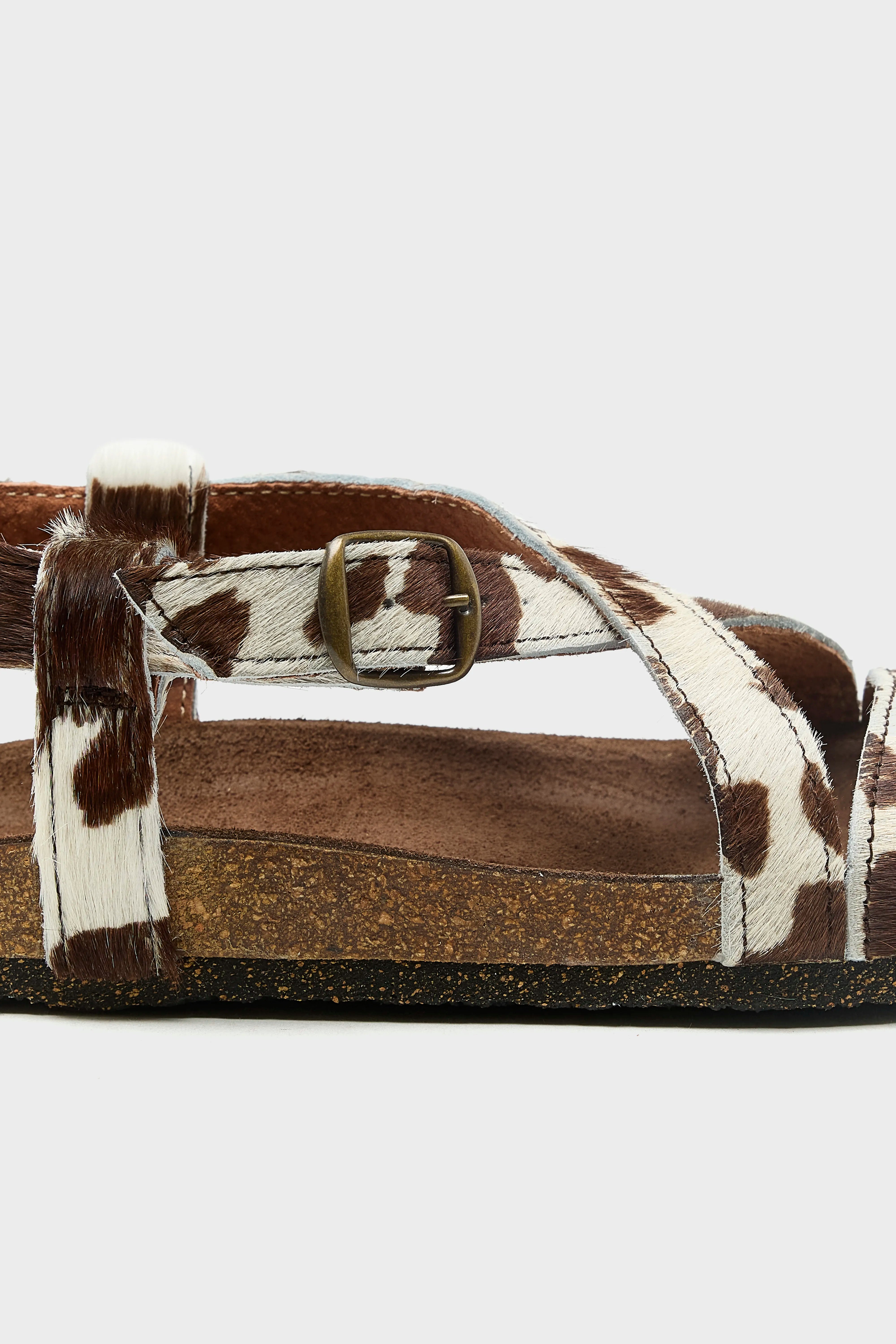 Cowprint Ponyhair Cross Strap Sandals For Women | Bellerose