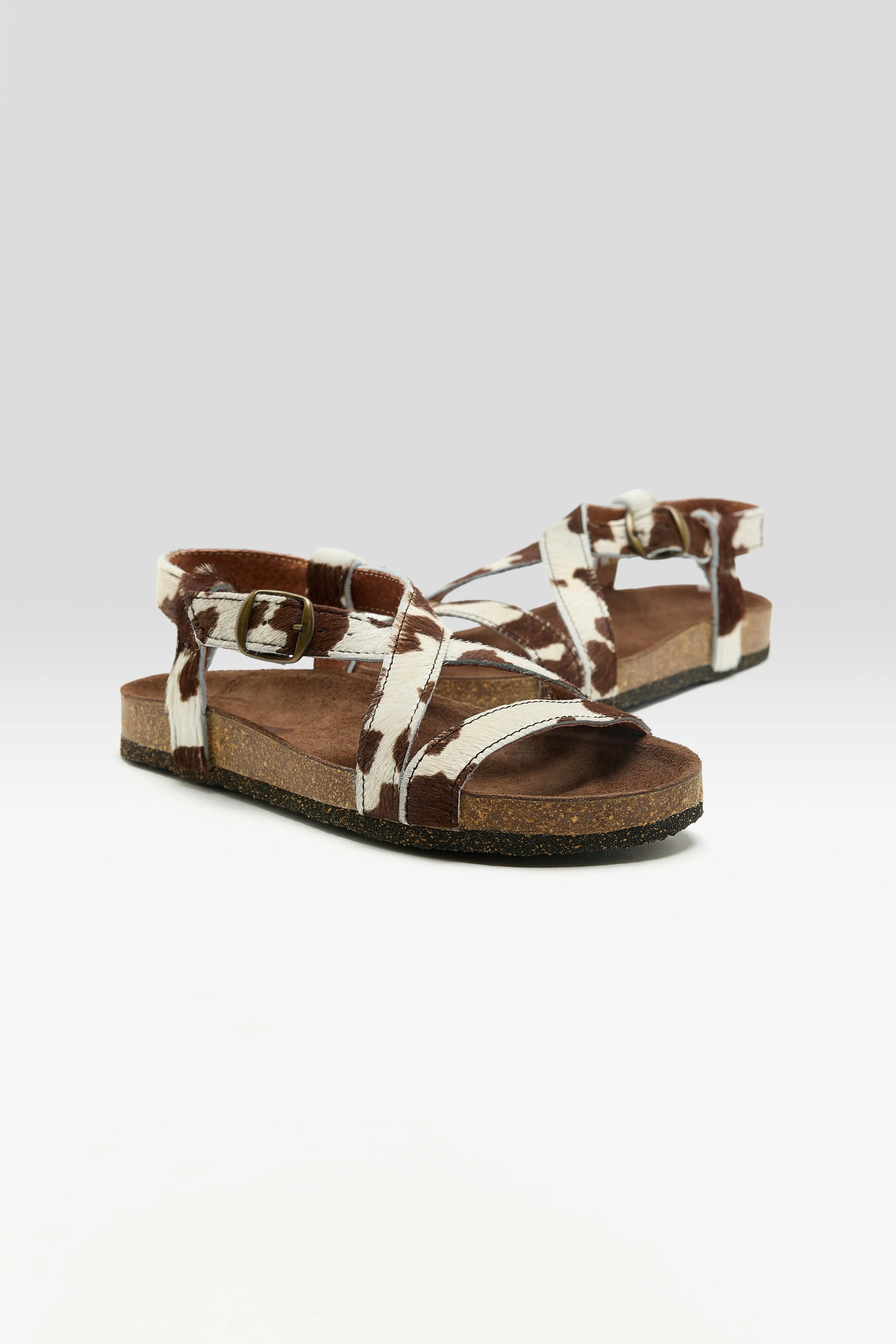 Cowprint Ponyhair Cross Strap Sandals For Women | Bellerose