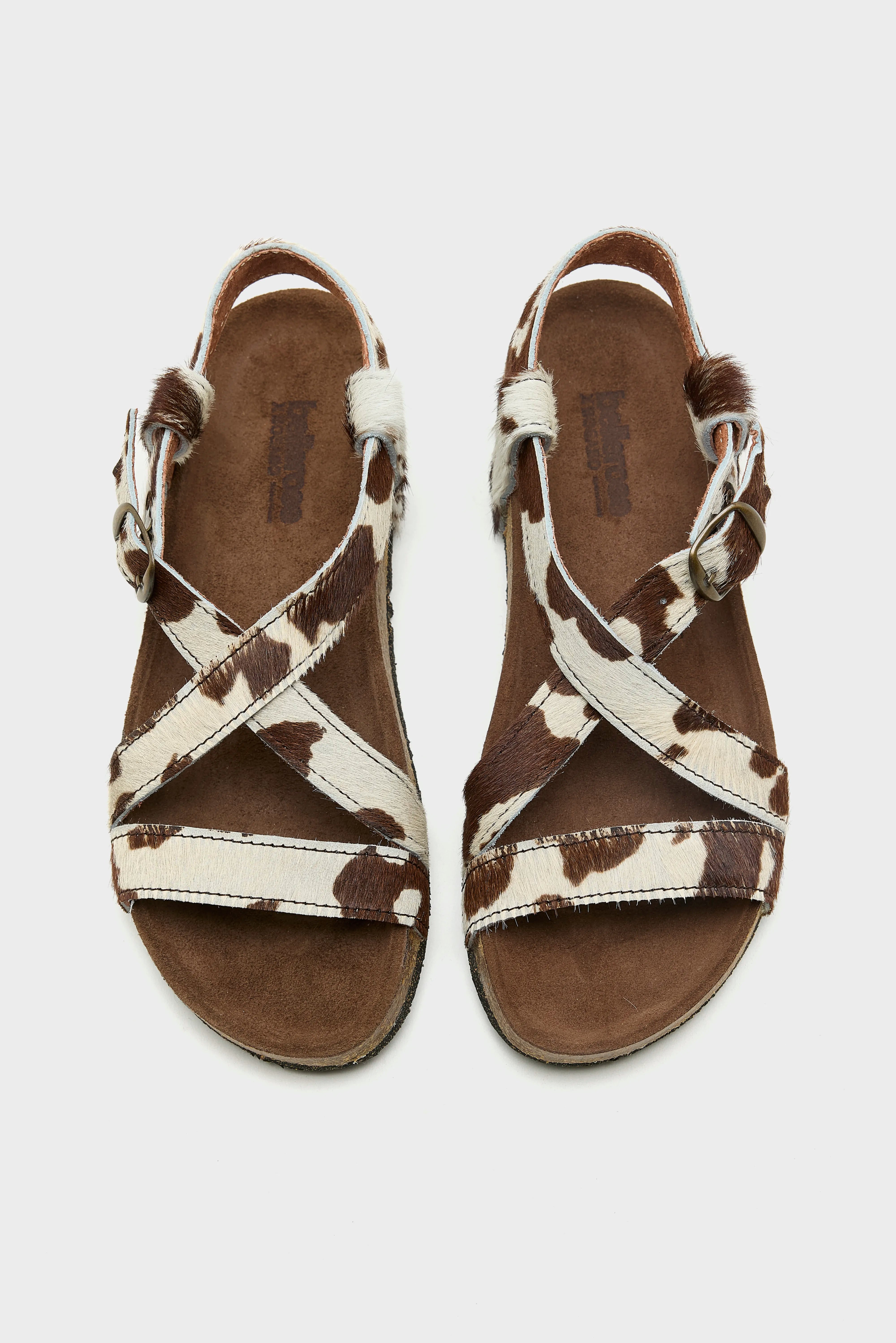 Cowprint Ponyhair Cross Strap Sandals For Women | Bellerose