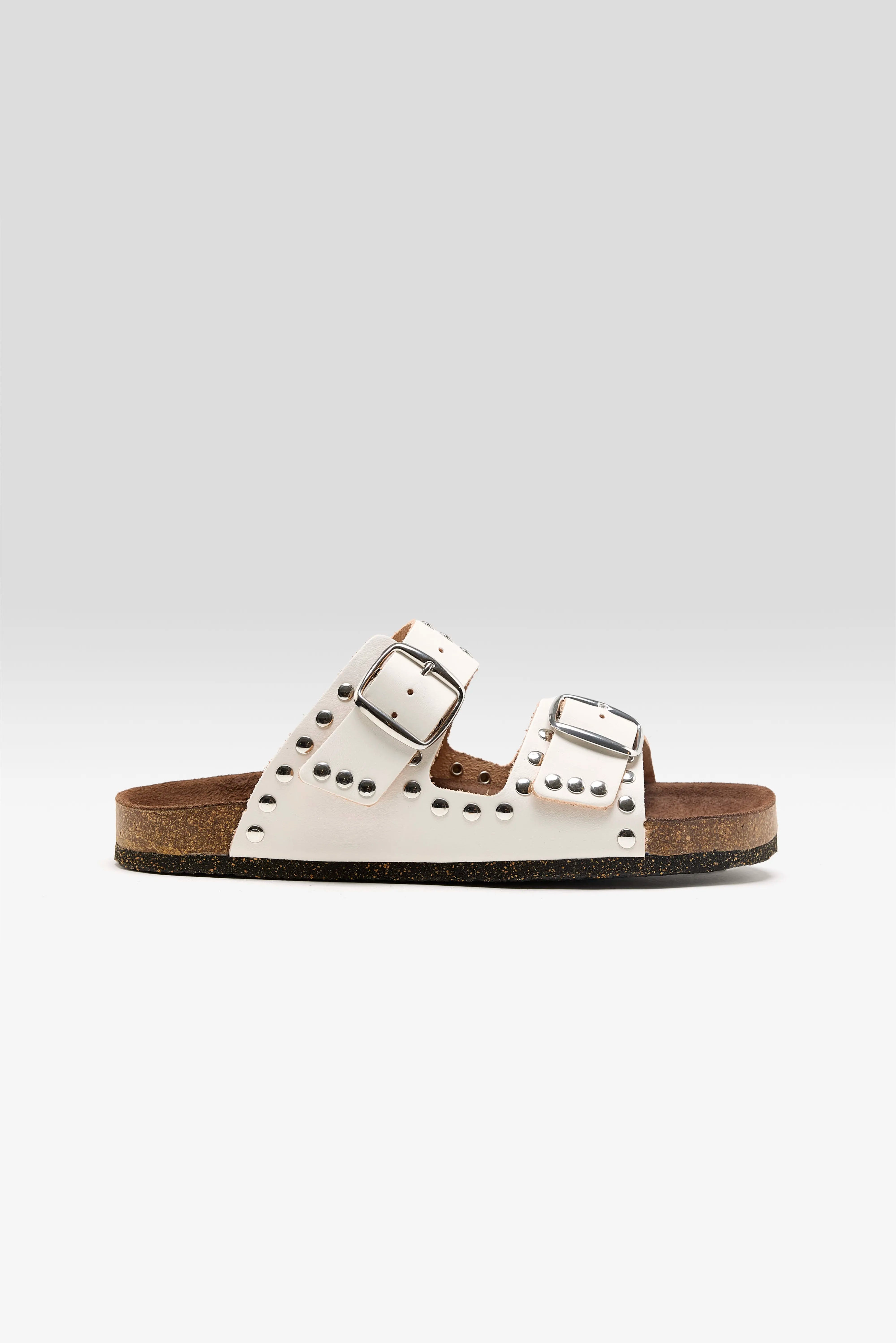 White Leather Rivet Sandals For Women | Bellerose