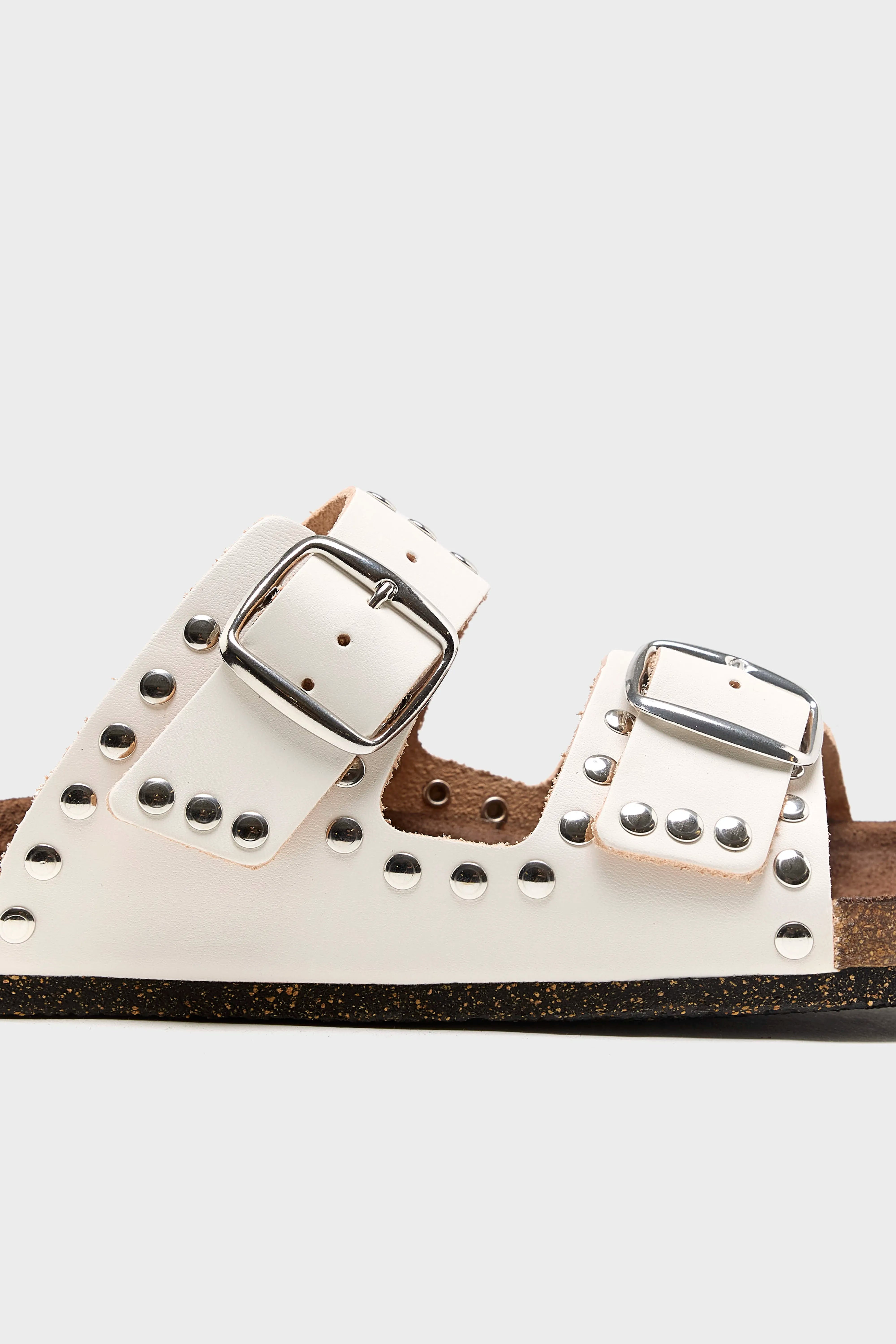 White Leather Rivet Sandals For Women | Bellerose