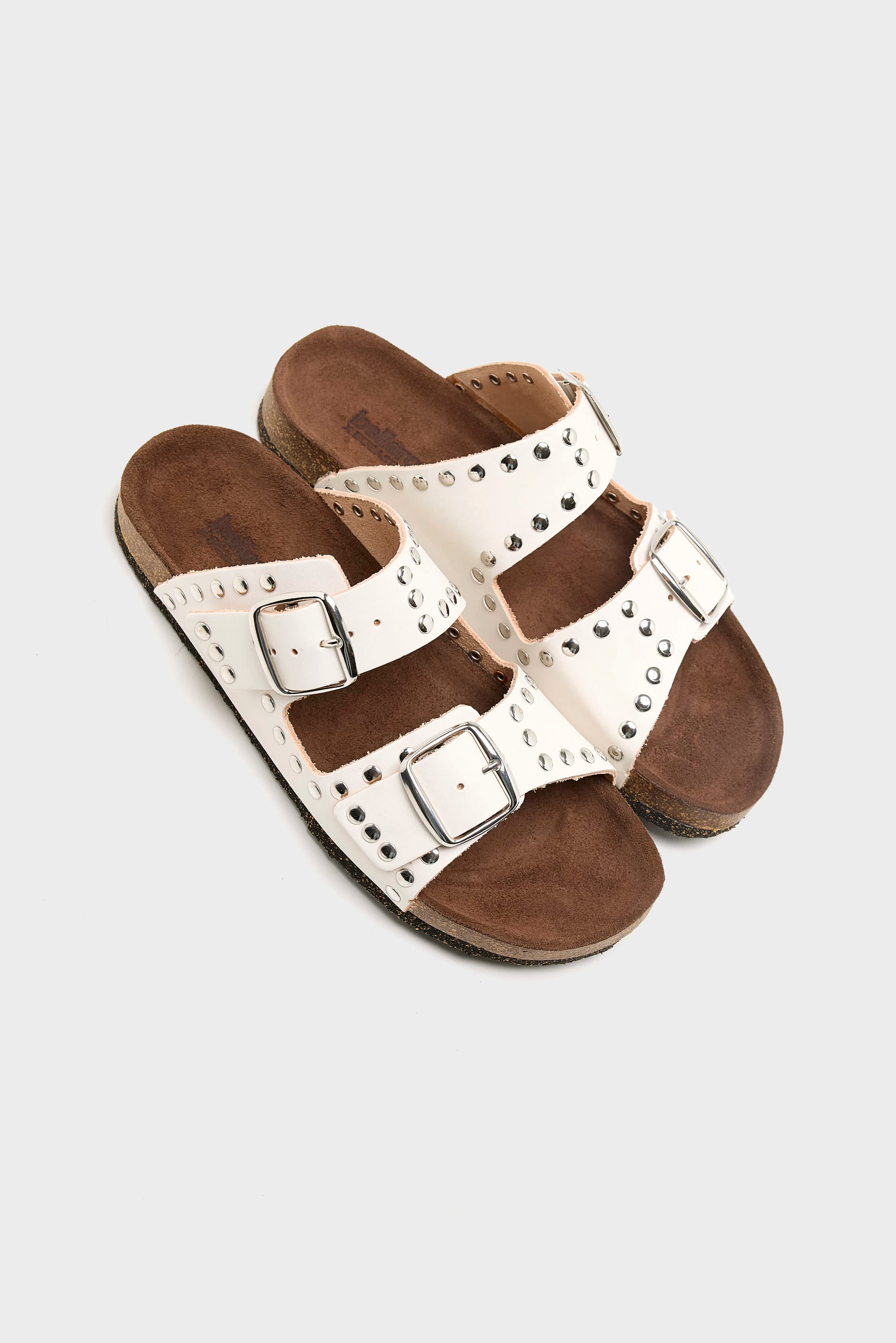 Witte Leren Sandalen met Klinknagels  (261 / W / WHITE)