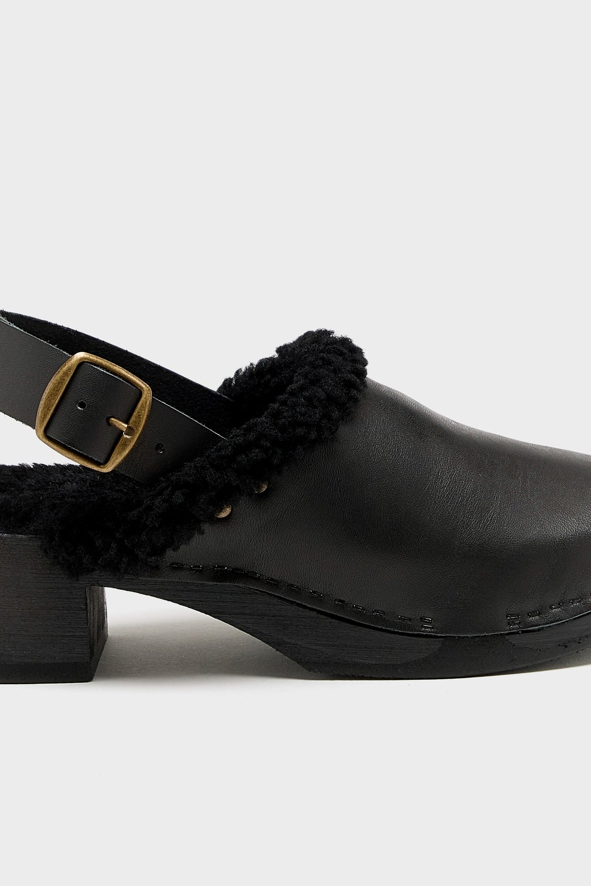 Schapenvacht Klompen met Hak (262 / W / BLACK)