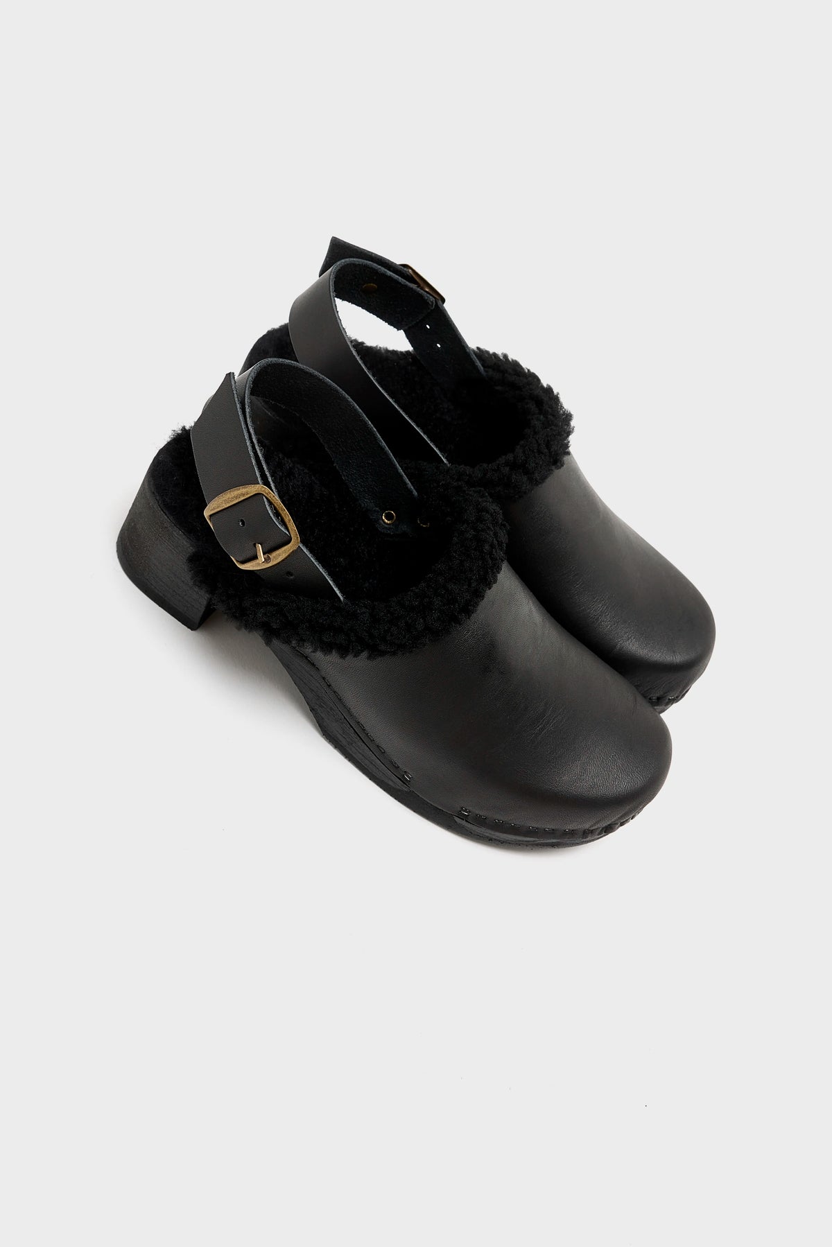 Schapenvacht Klompen met Hak (262 / W / BLACK)