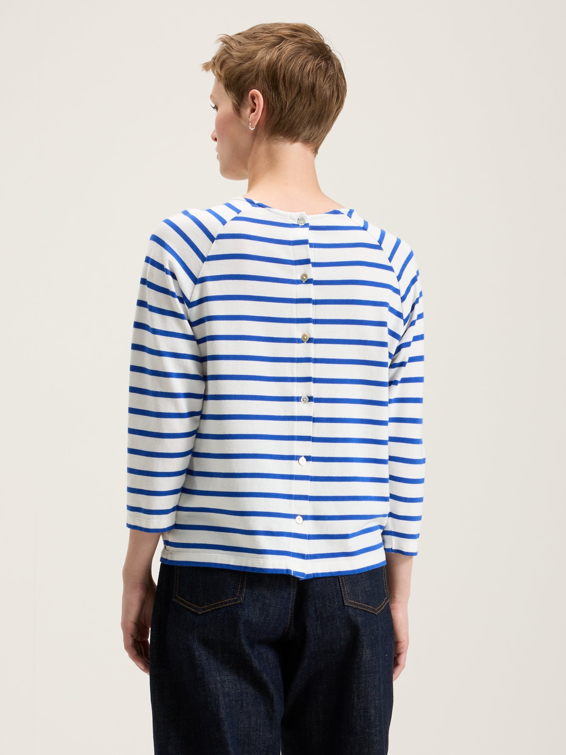 Maow crew-neck t-shirt (242 / W / STRIPE C)