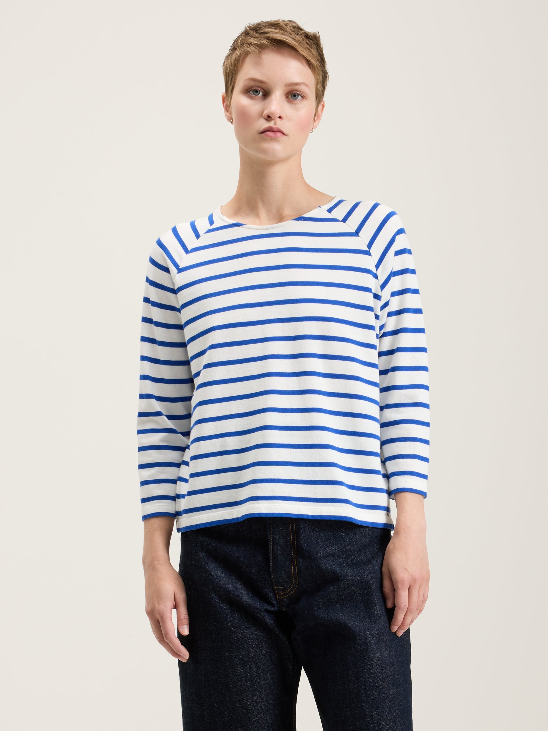 Maow crew-neck t-shirt (242 / W / STRIPE C)