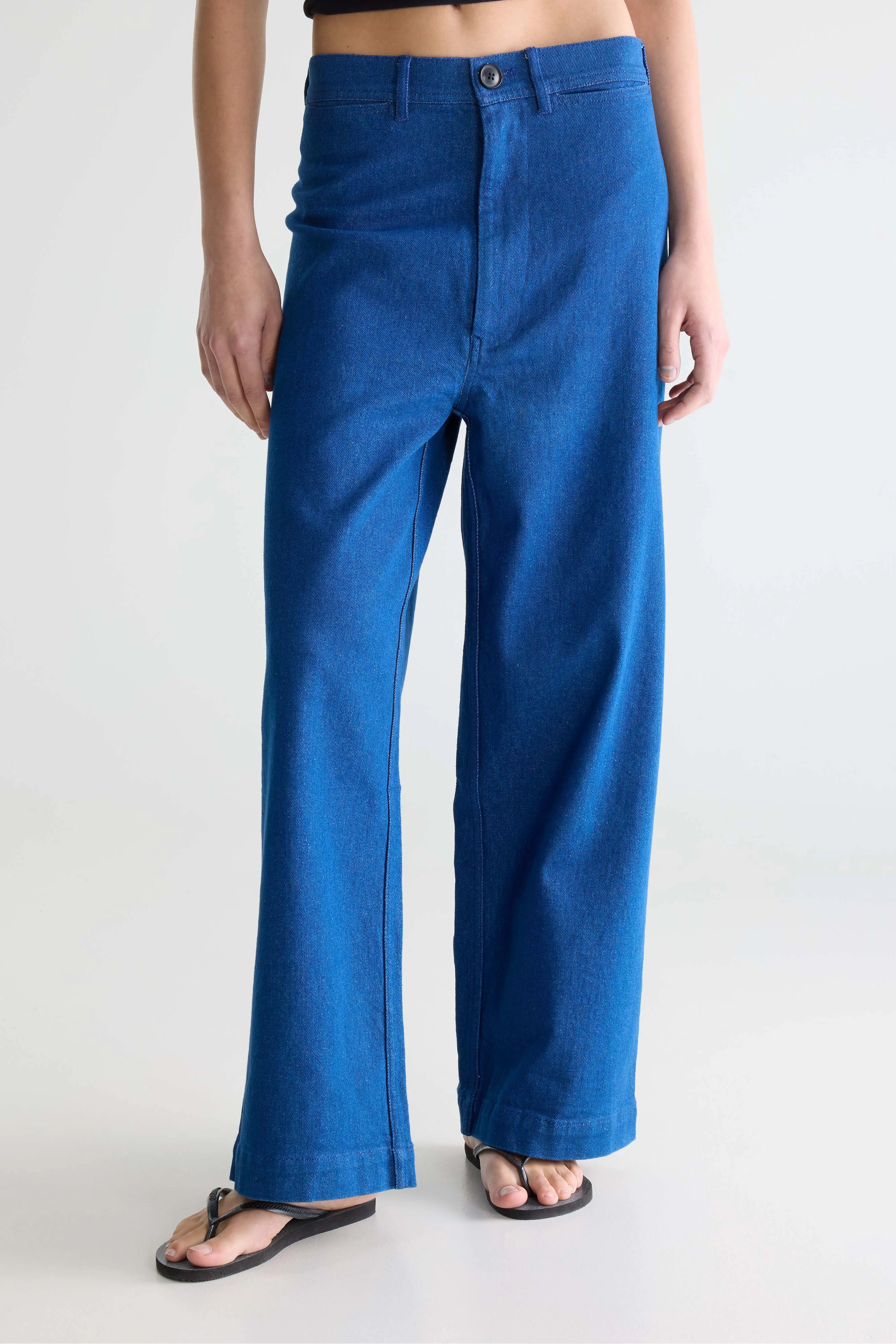 Lotan Wide Blue Trousers - One wash For Women | Bellerose