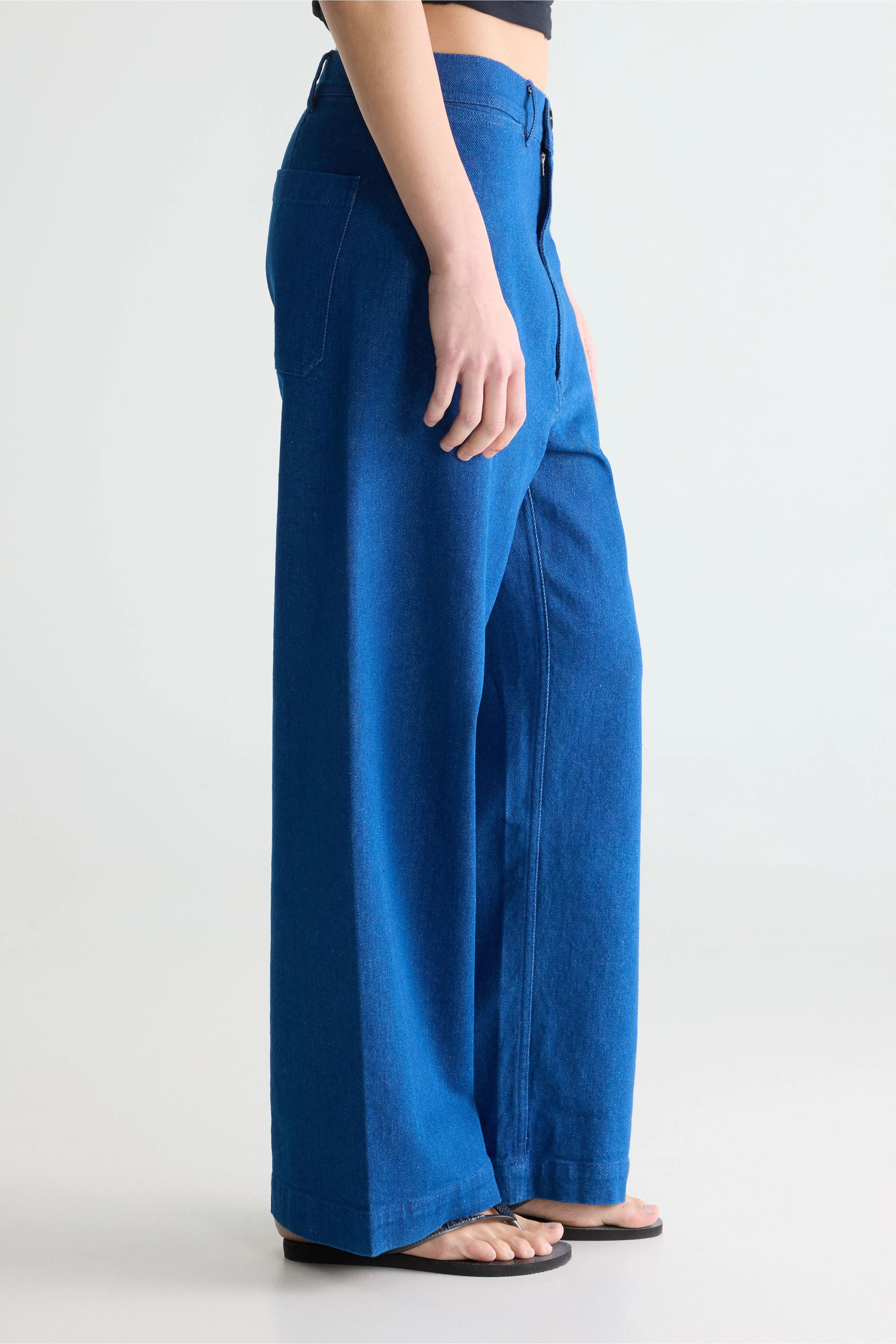 Lotan Wide Blue Trousers - One wash For Women | Bellerose