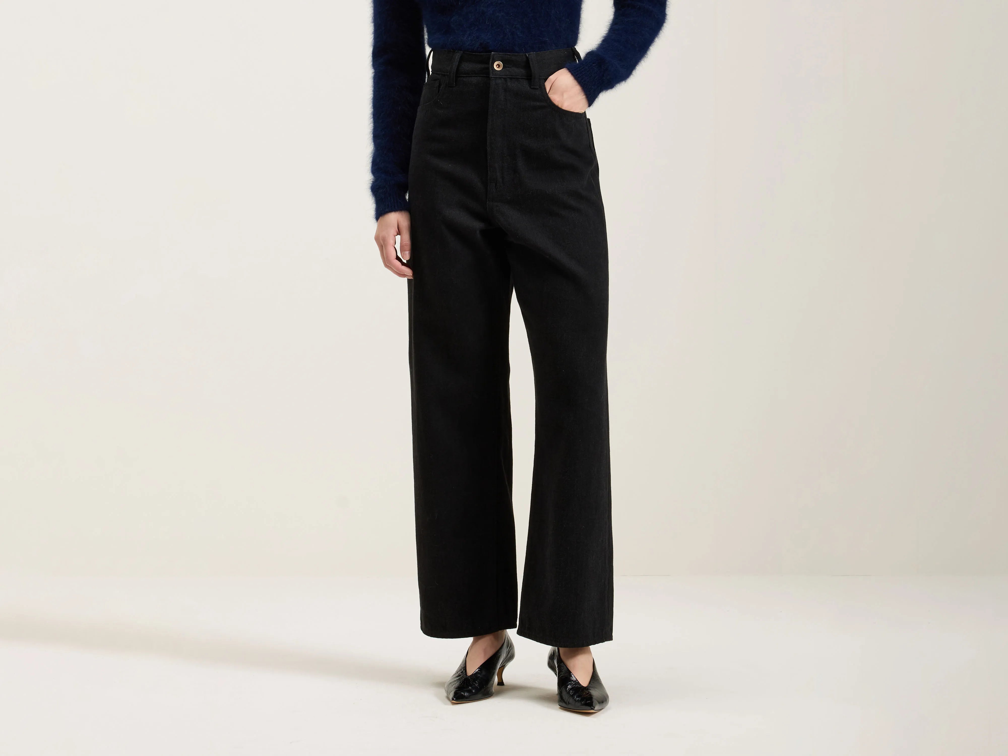 Denim N. 61 Wide Jeans - Off black For Women | Bellerose