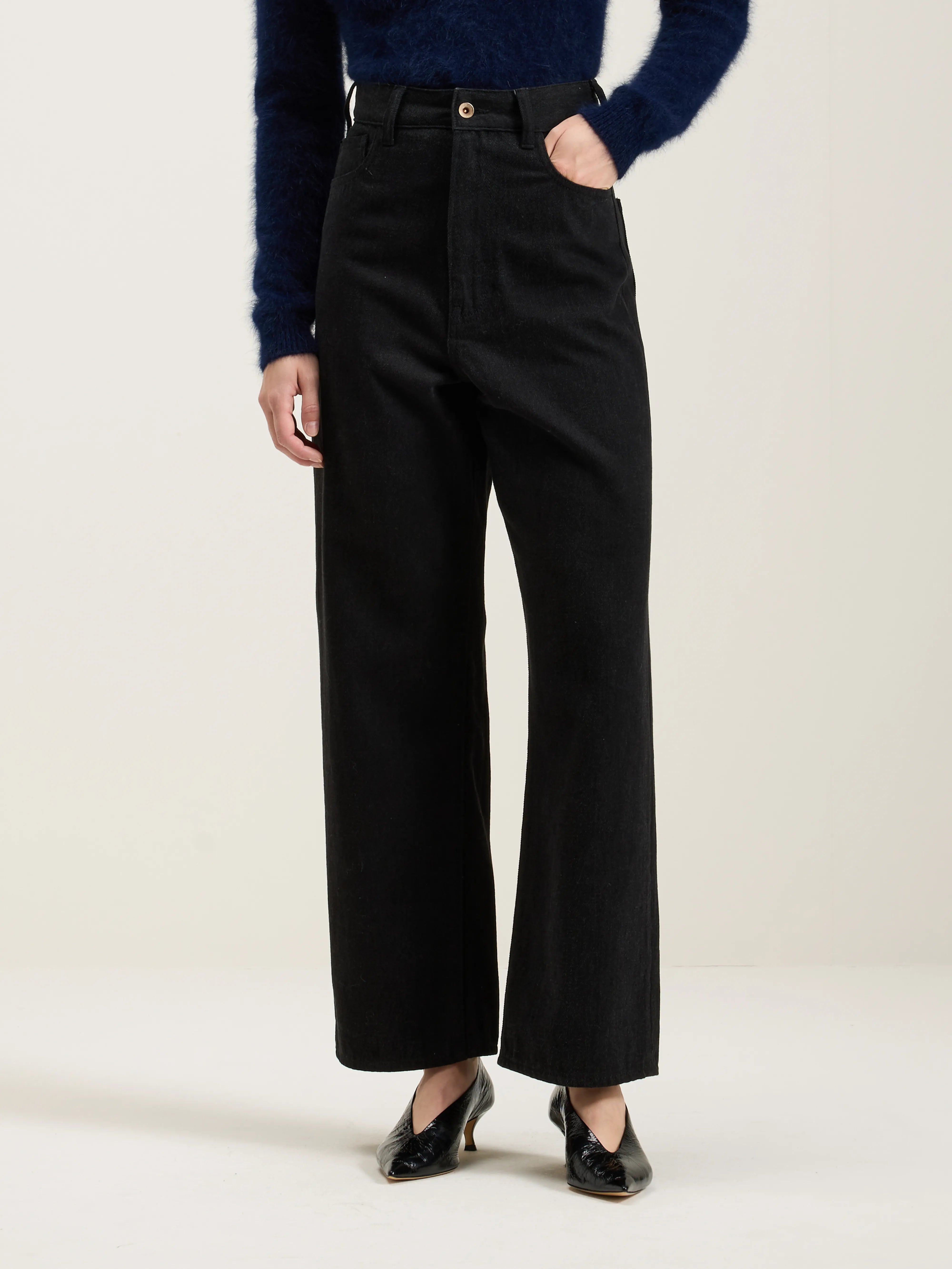 Poker Wide Jeans - Off black For Women | Bellerose