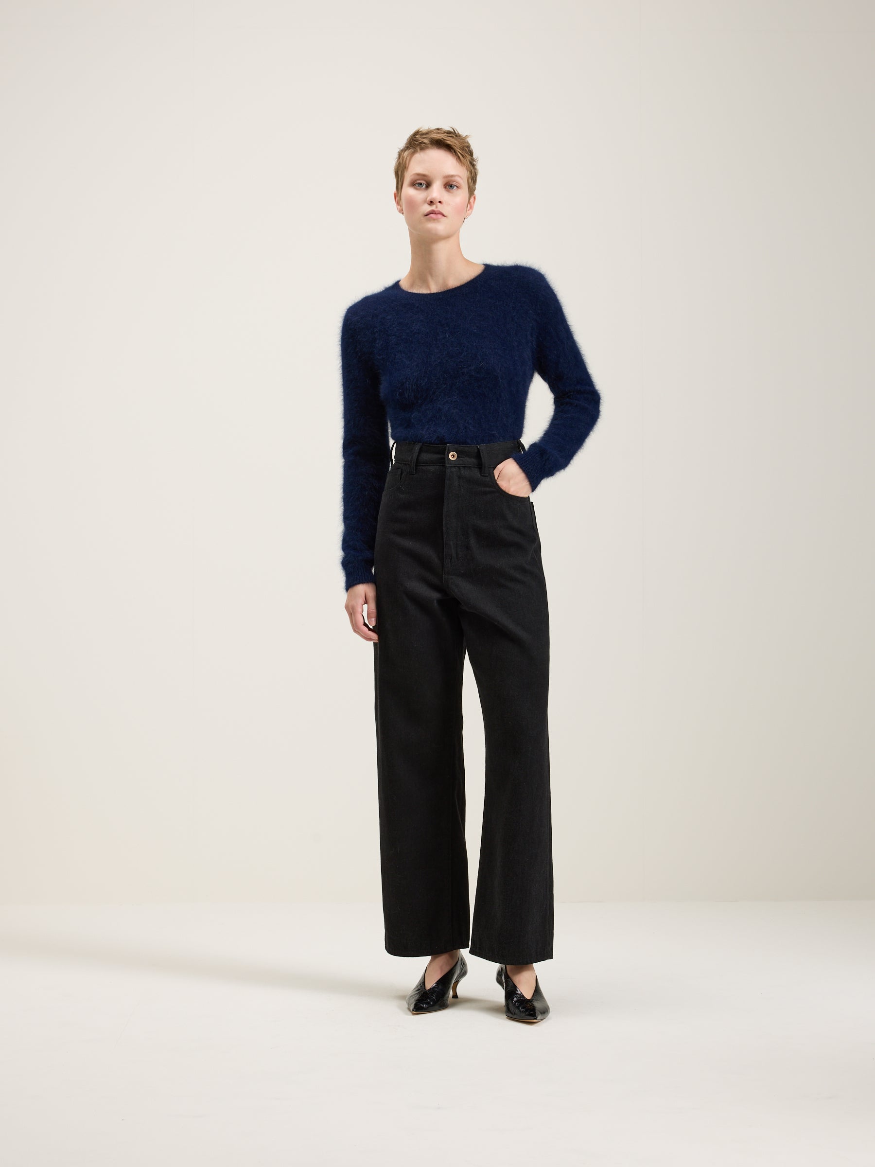 Poker Wide Jeans - Off black For Women | Bellerose