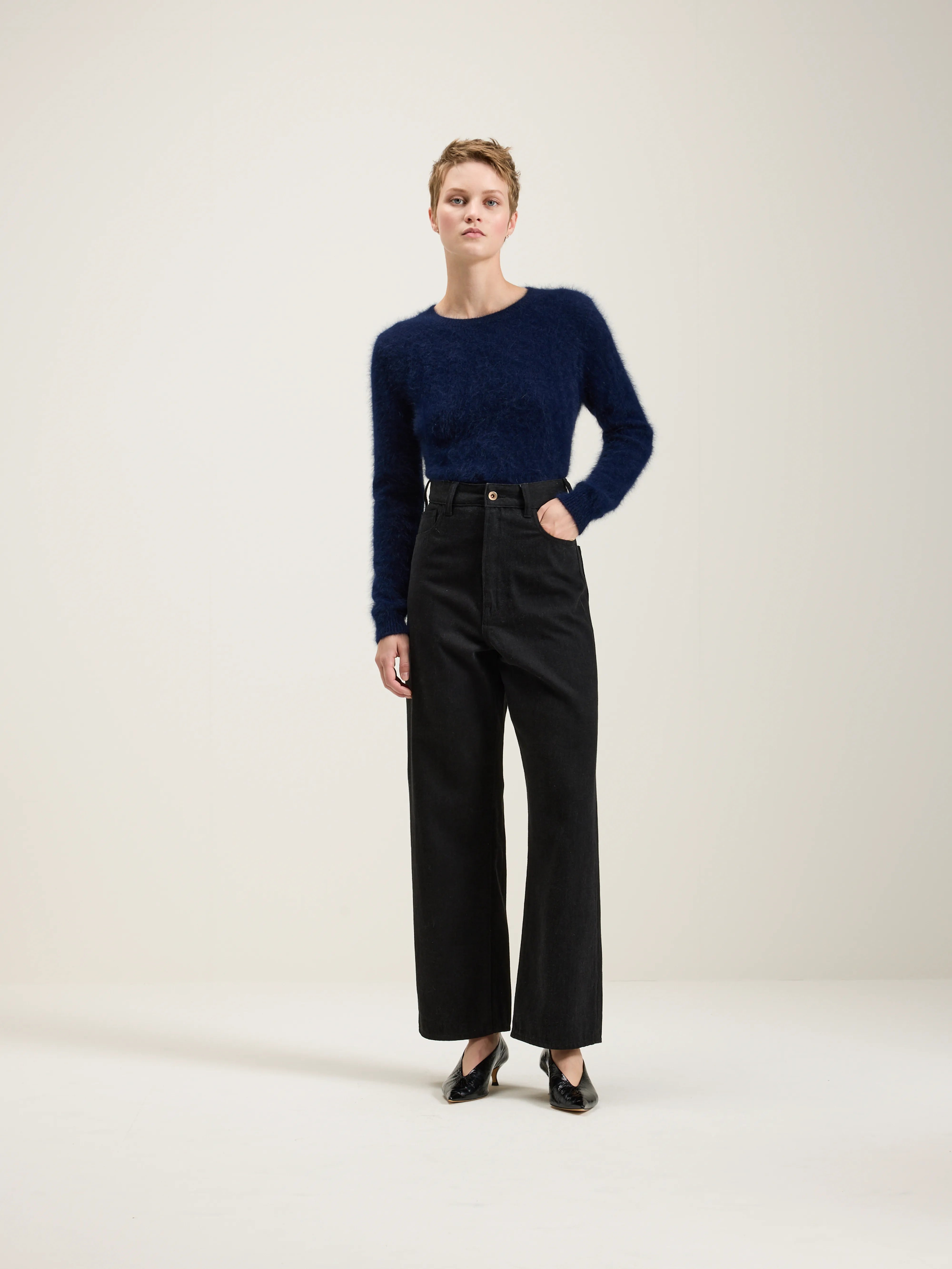 Poker Wide Jeans - Off black For Women | Bellerose