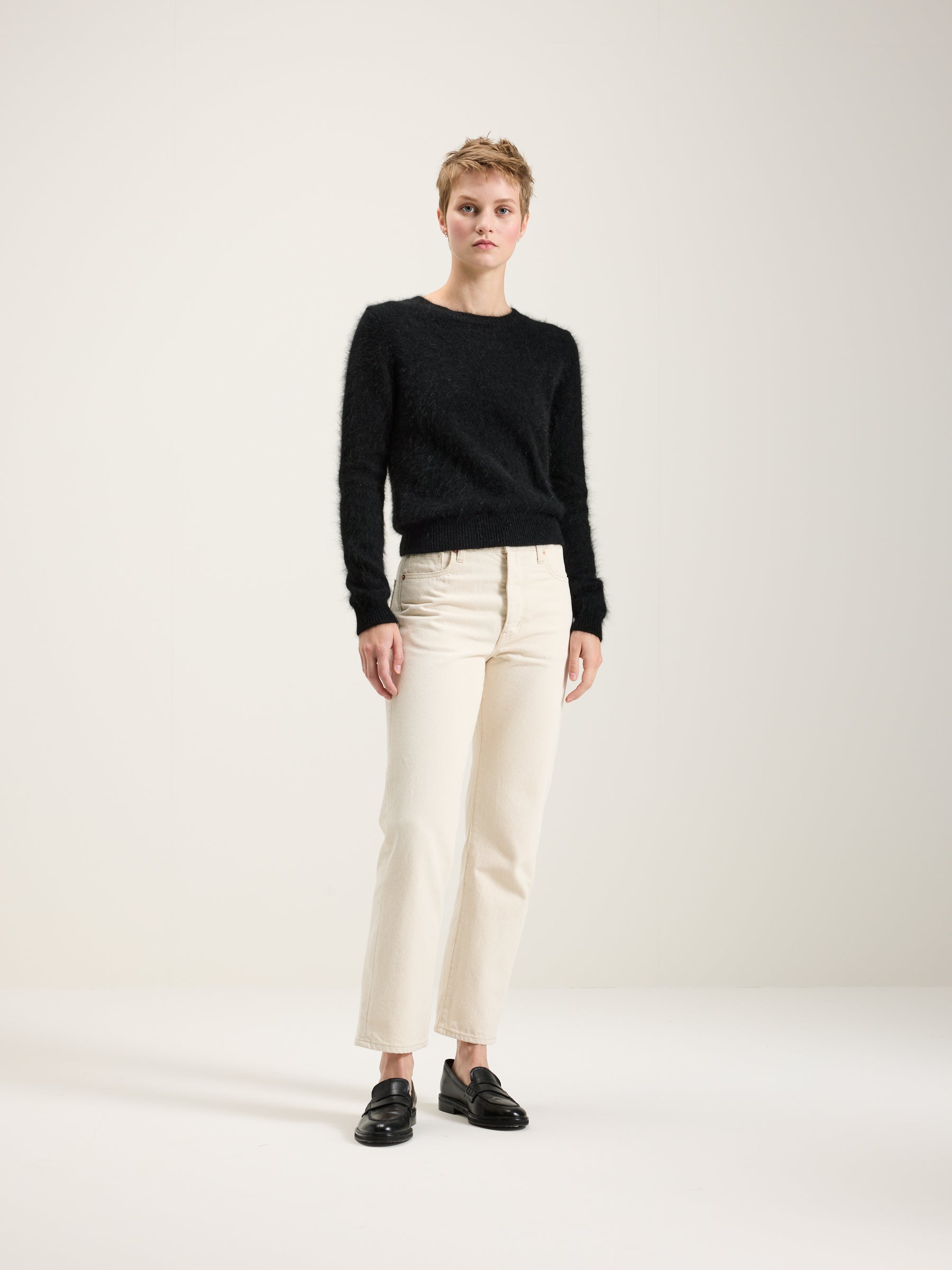 Datti Angora-blend Sweater - Off black For Women | Bellerose