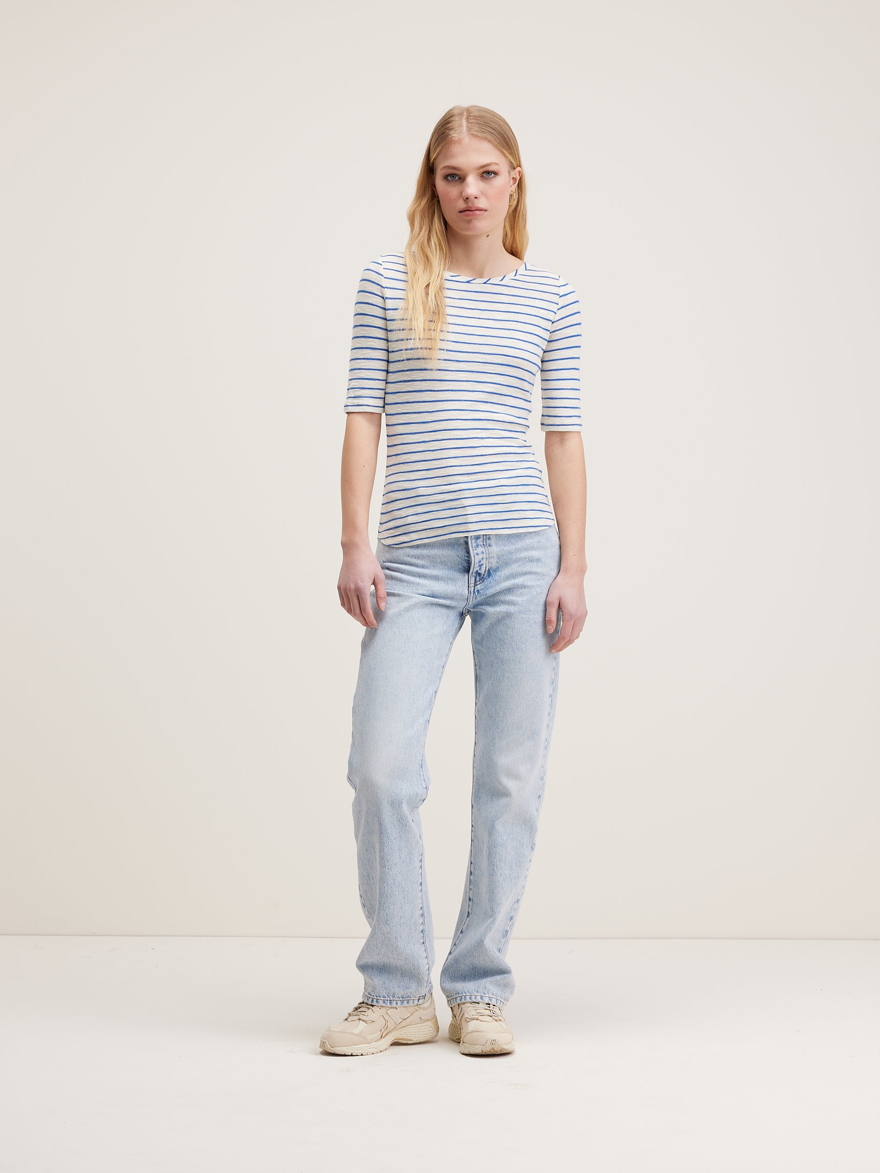 T-shirt Slim Seas - Ecru / True blue Pour Femme | Bellerose