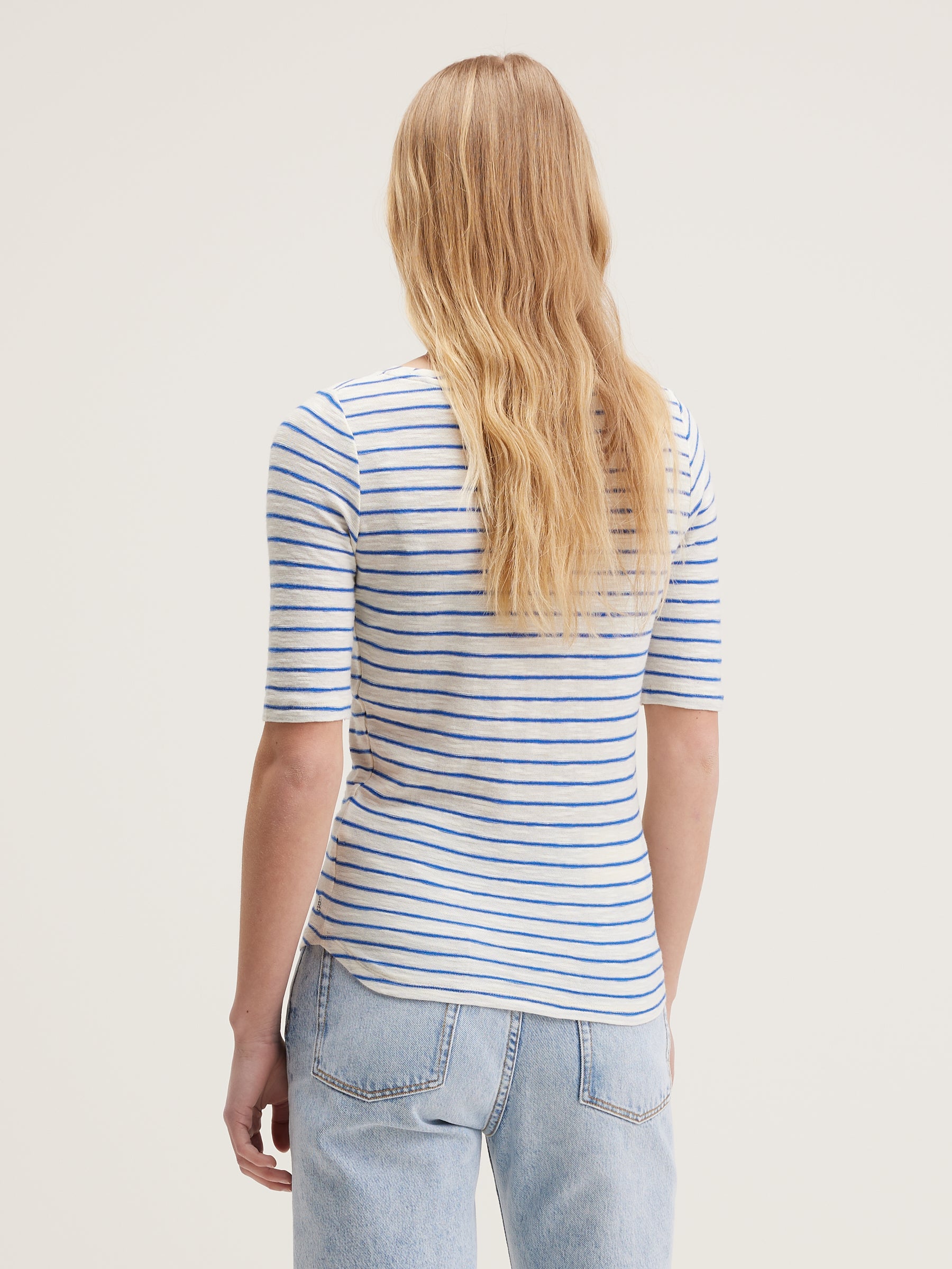 T-shirt Slim Seas - Ecru / True blue Pour Femme | Bellerose