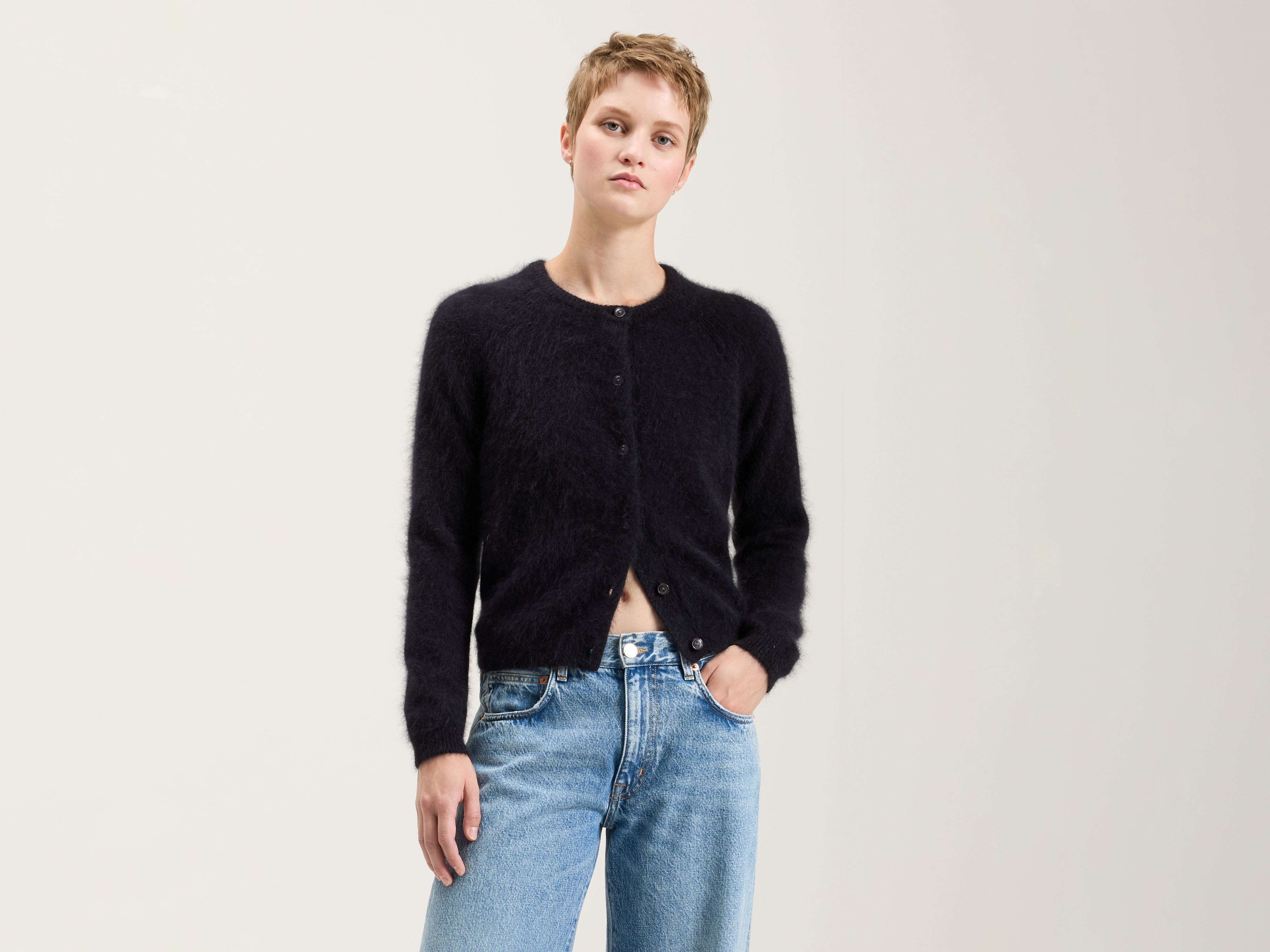 Datair angora-blend cardigan (242 / W / OFF BLACK)