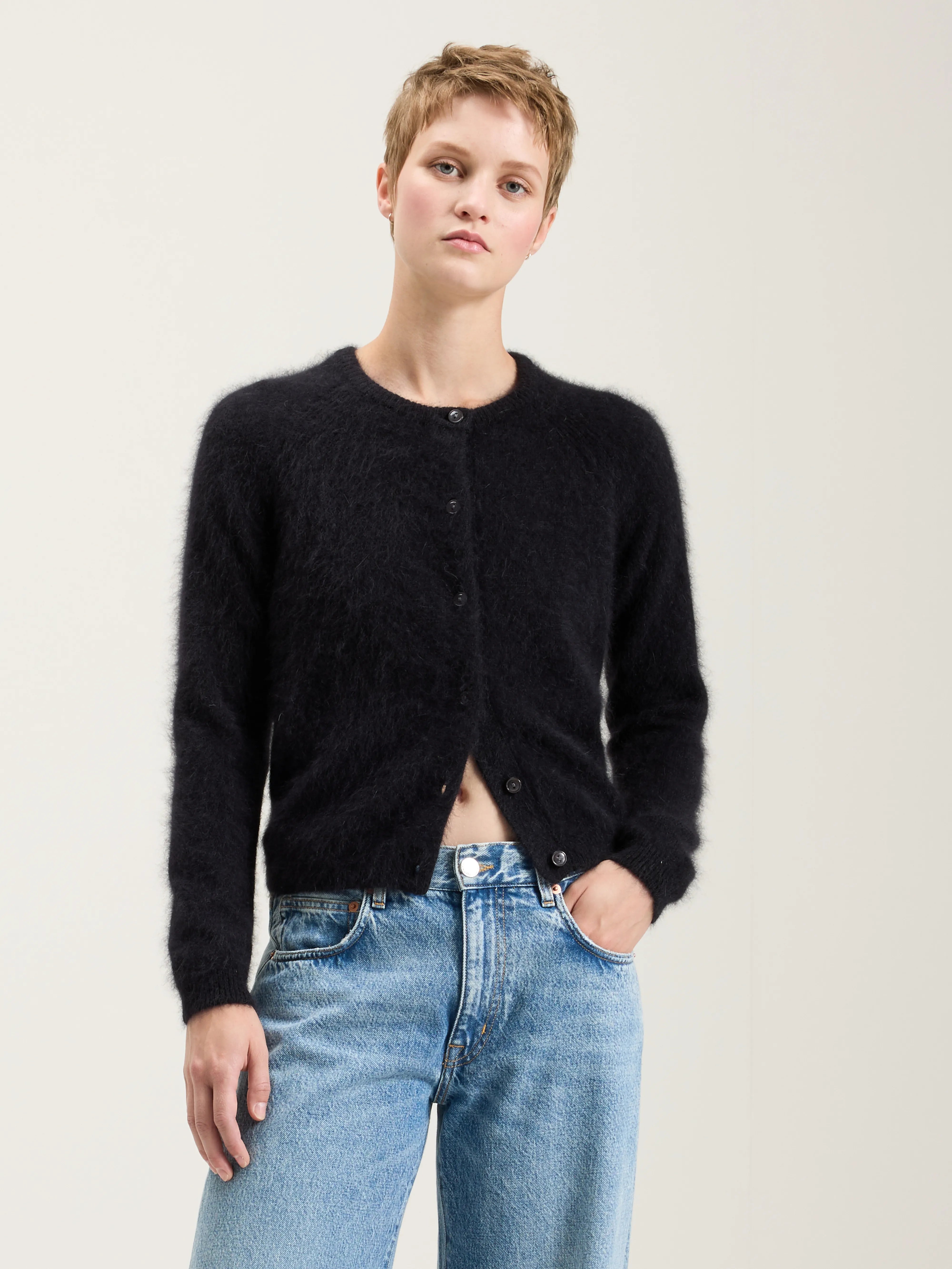 Cardigan En Angora Datair - Off black Pour Femme | Bellerose