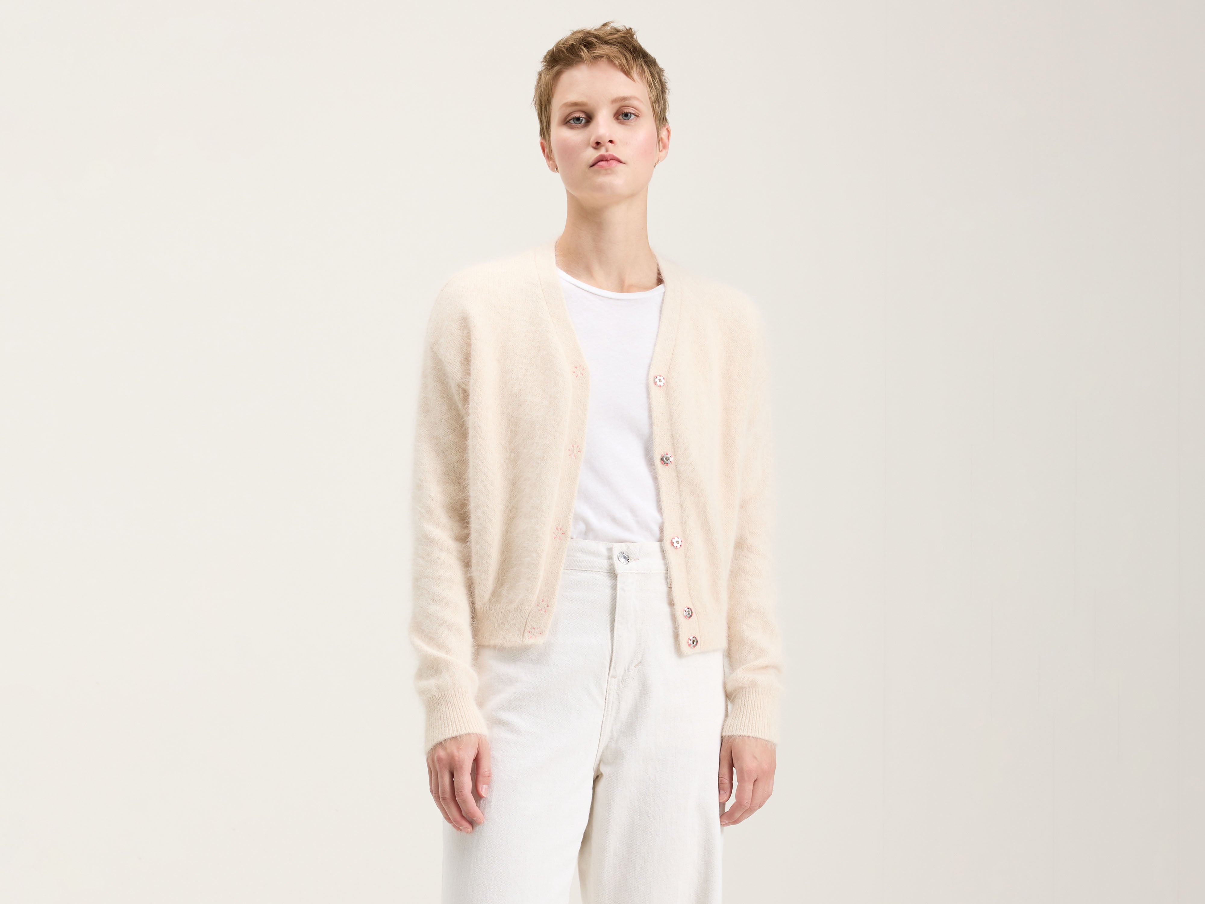 Datam angora-mix cardigan (241 / W / PARCHEMIN)