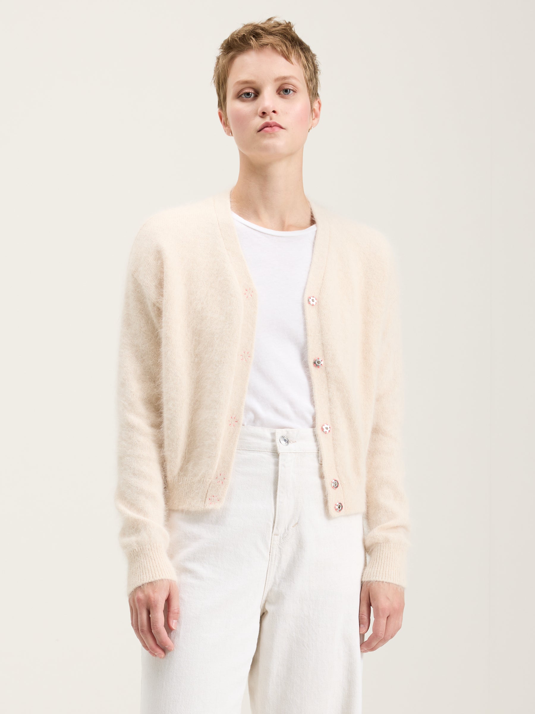 Datam angora-blend cardigan (241 / W / PARCHEMIN)