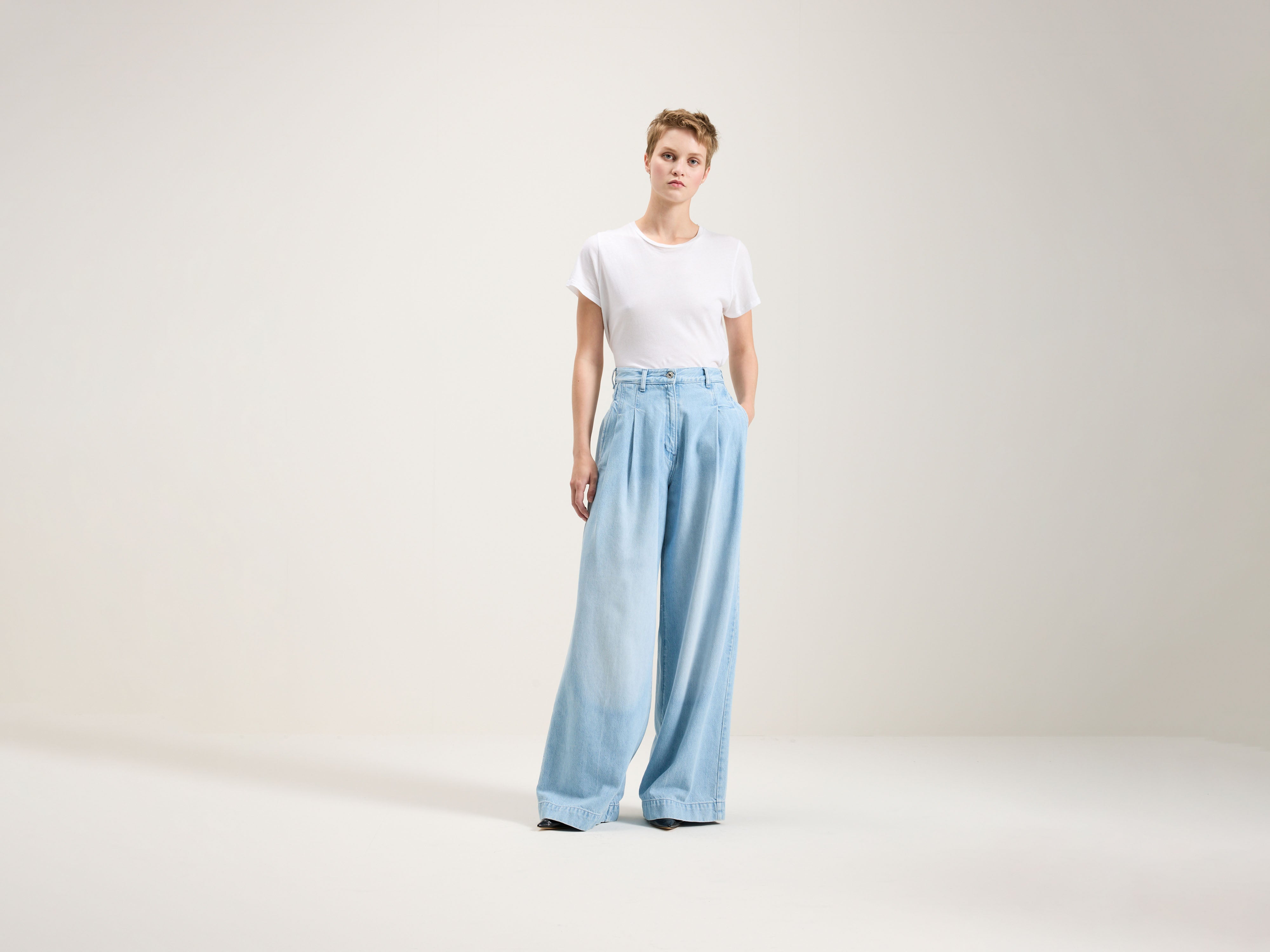 Pops Super-wide Jeans - Used light blue For Women | Bellerose