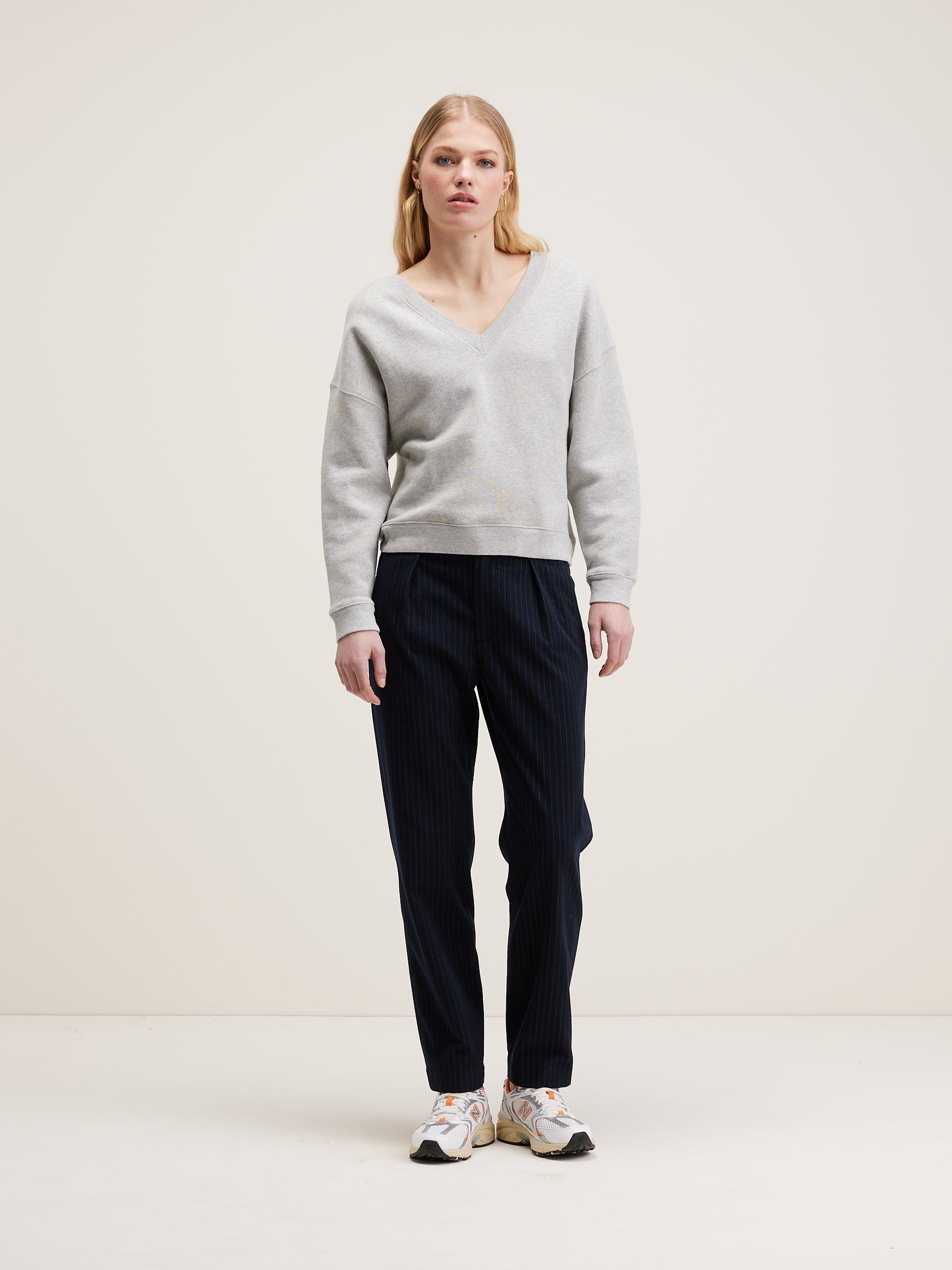 Pull Col V Fellow - Heather grey Pour Femme | Bellerose