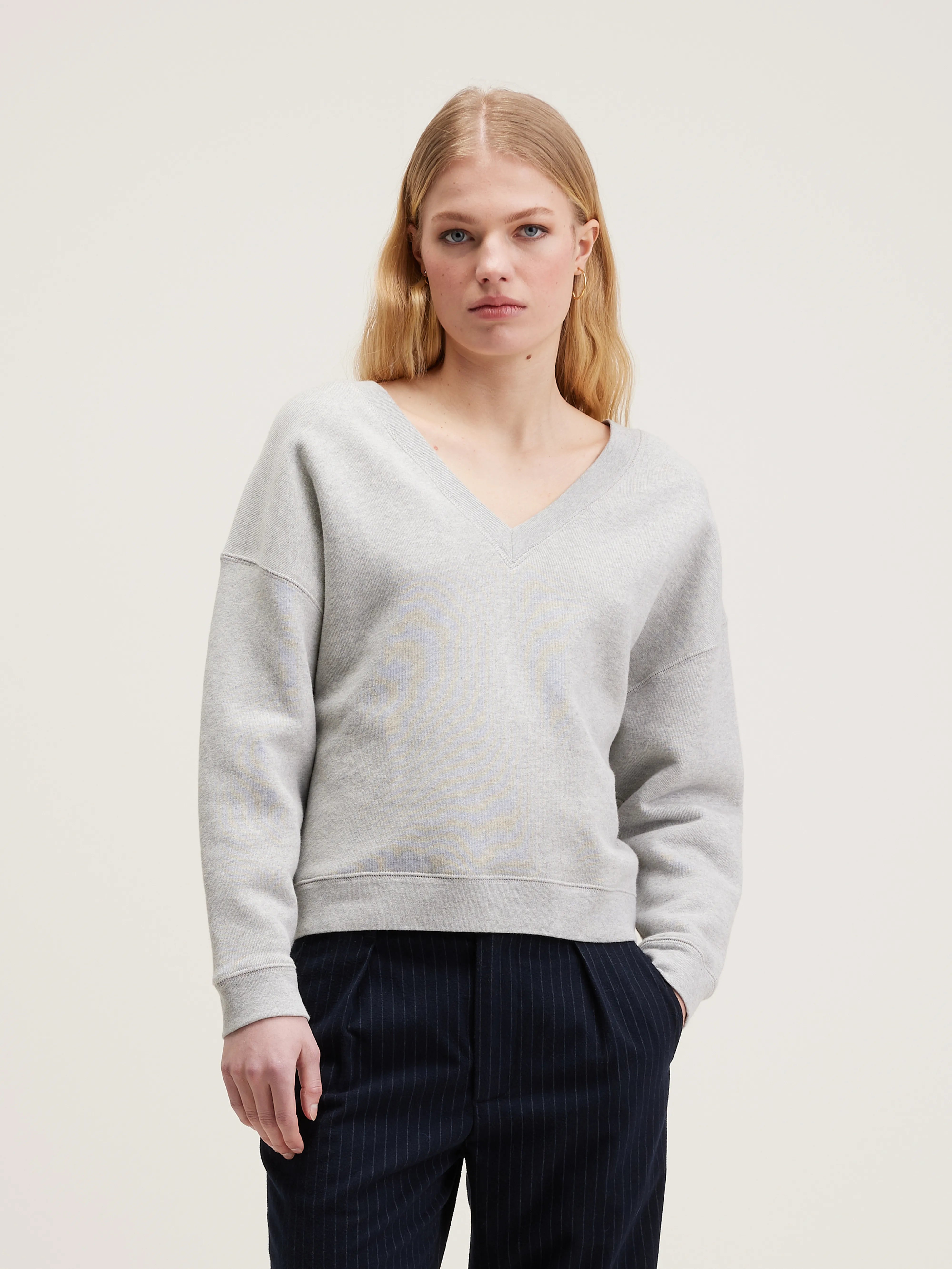 Fellow V-neck Sweatshirt - Heather grey For Women | Bellerose