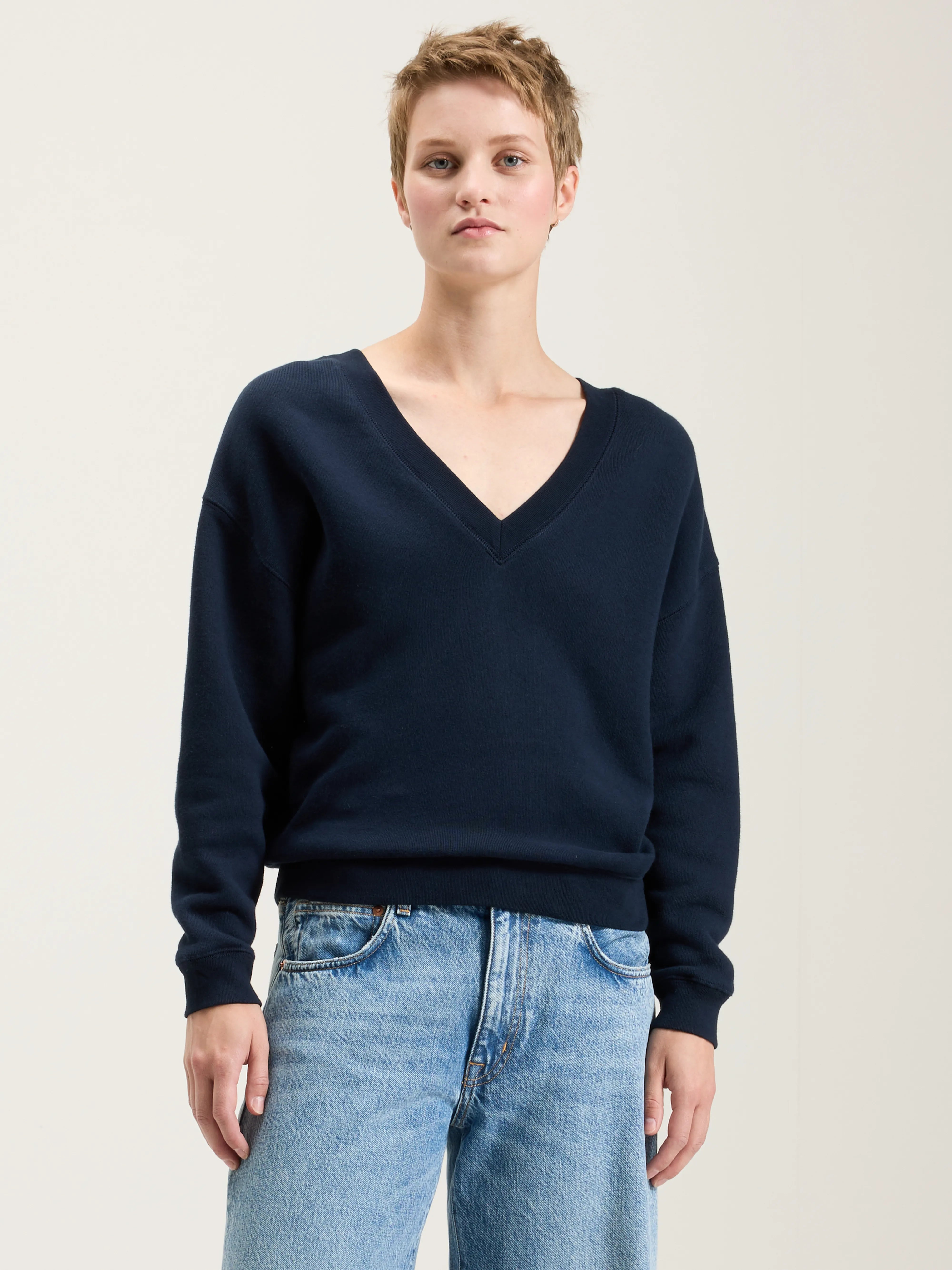 Pull Col V Fellow - Navy Pour Femme | Bellerose