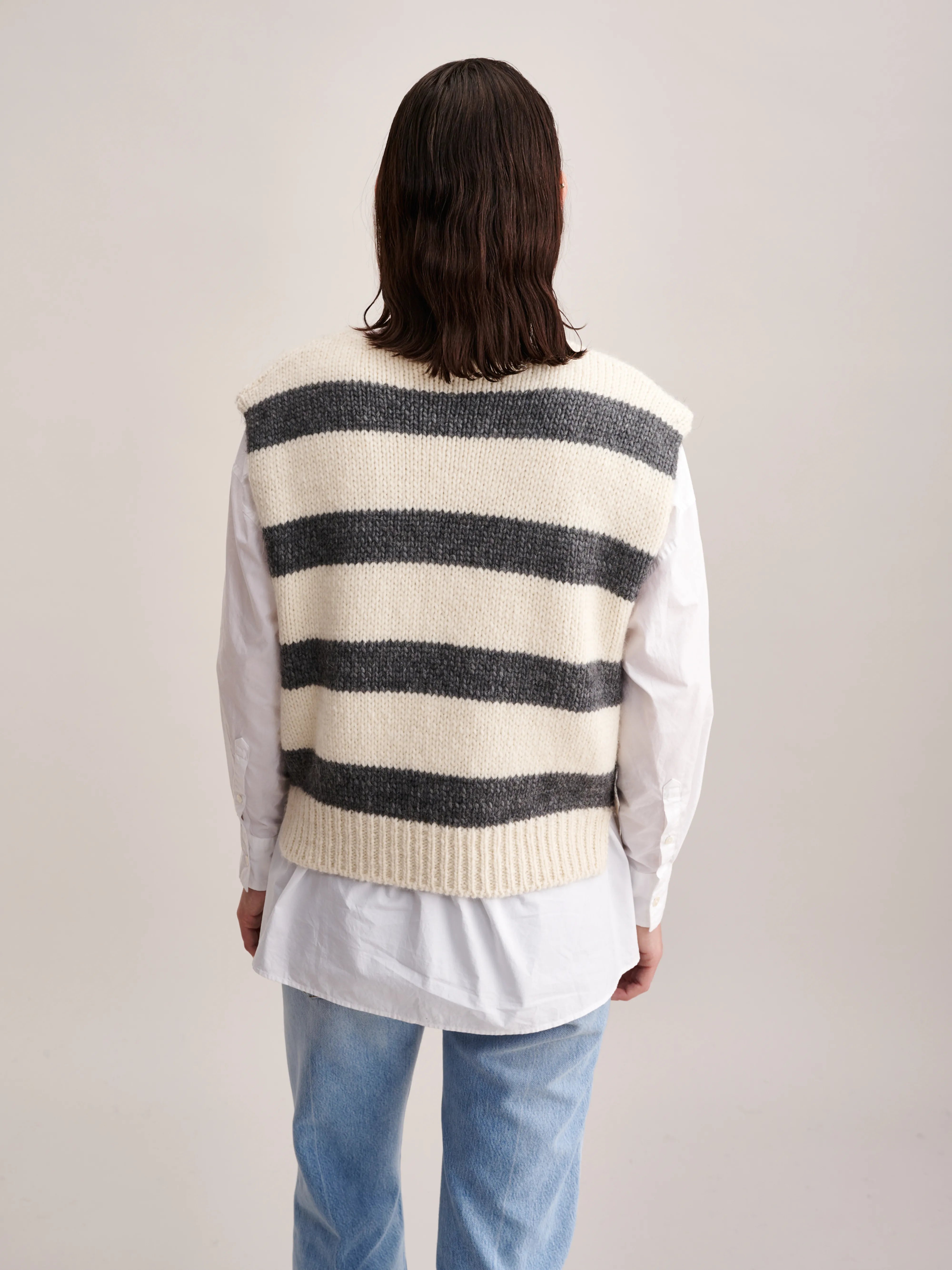 Nanor Vest - Ivory / Mid grey For Women | Bellerose