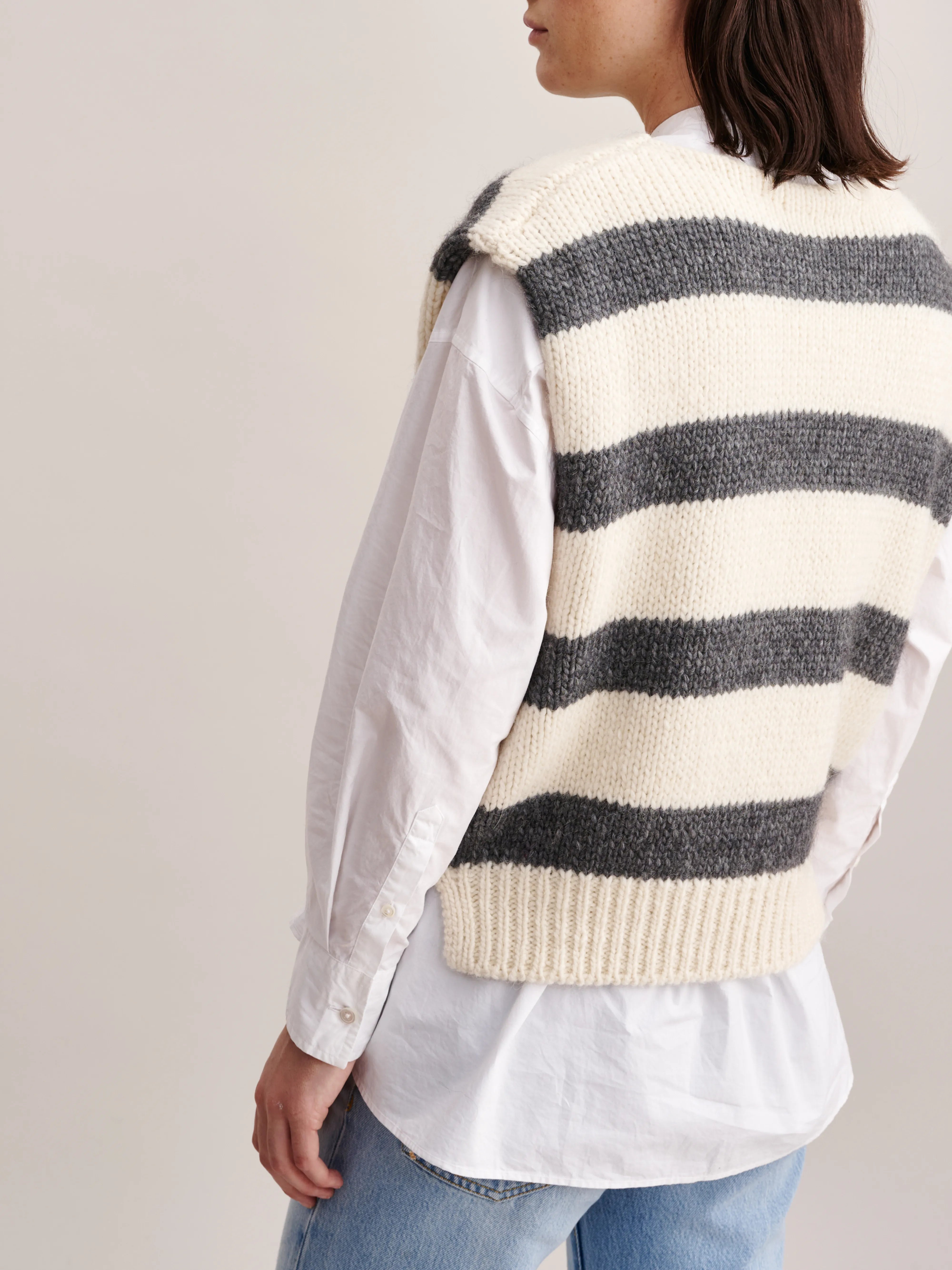 Nanor Vest - Ivory / Mid grey For Women | Bellerose