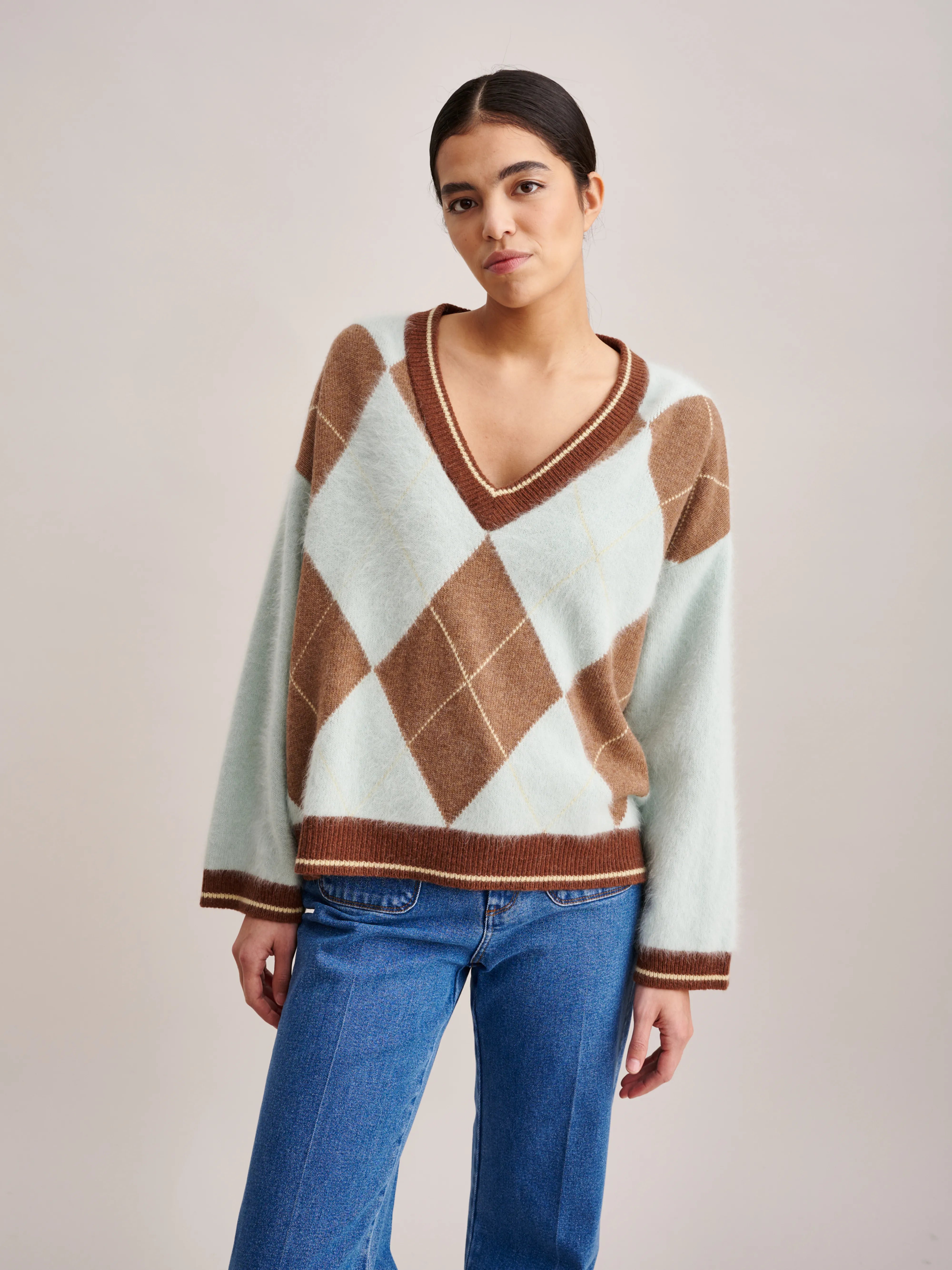 Dylh Sweater - Aqua / Praline For Women | Bellerose