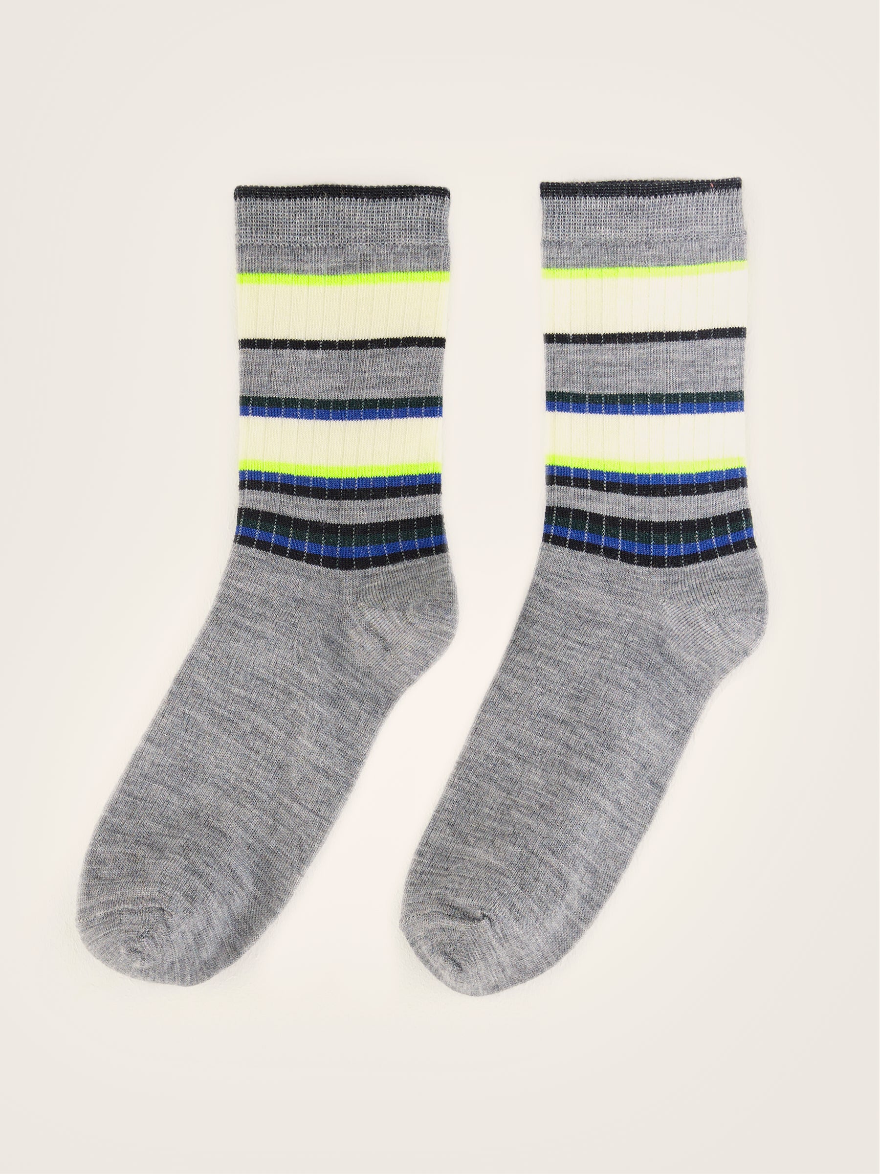 Boili Crew Socks - Heather grey / Hunter / Natural For Women | Bellerose