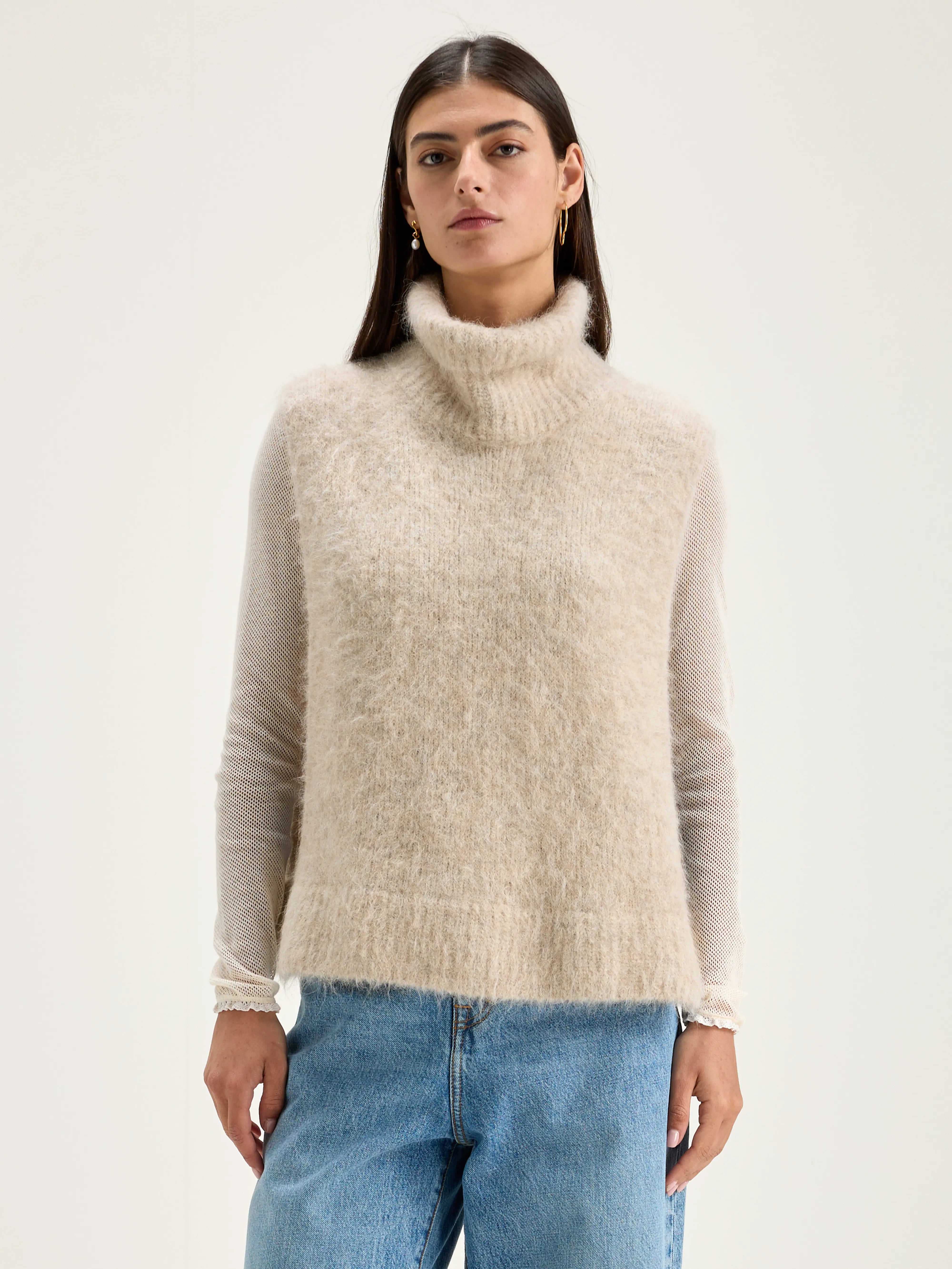 Daren Sleeveless Sweater - Oyster For Women | Bellerose